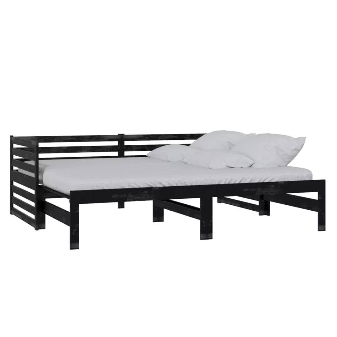 Tagesbett Ausziehbar Schwarz Kiefer Massivholz 2x(90x200) Cm günstig online kaufen