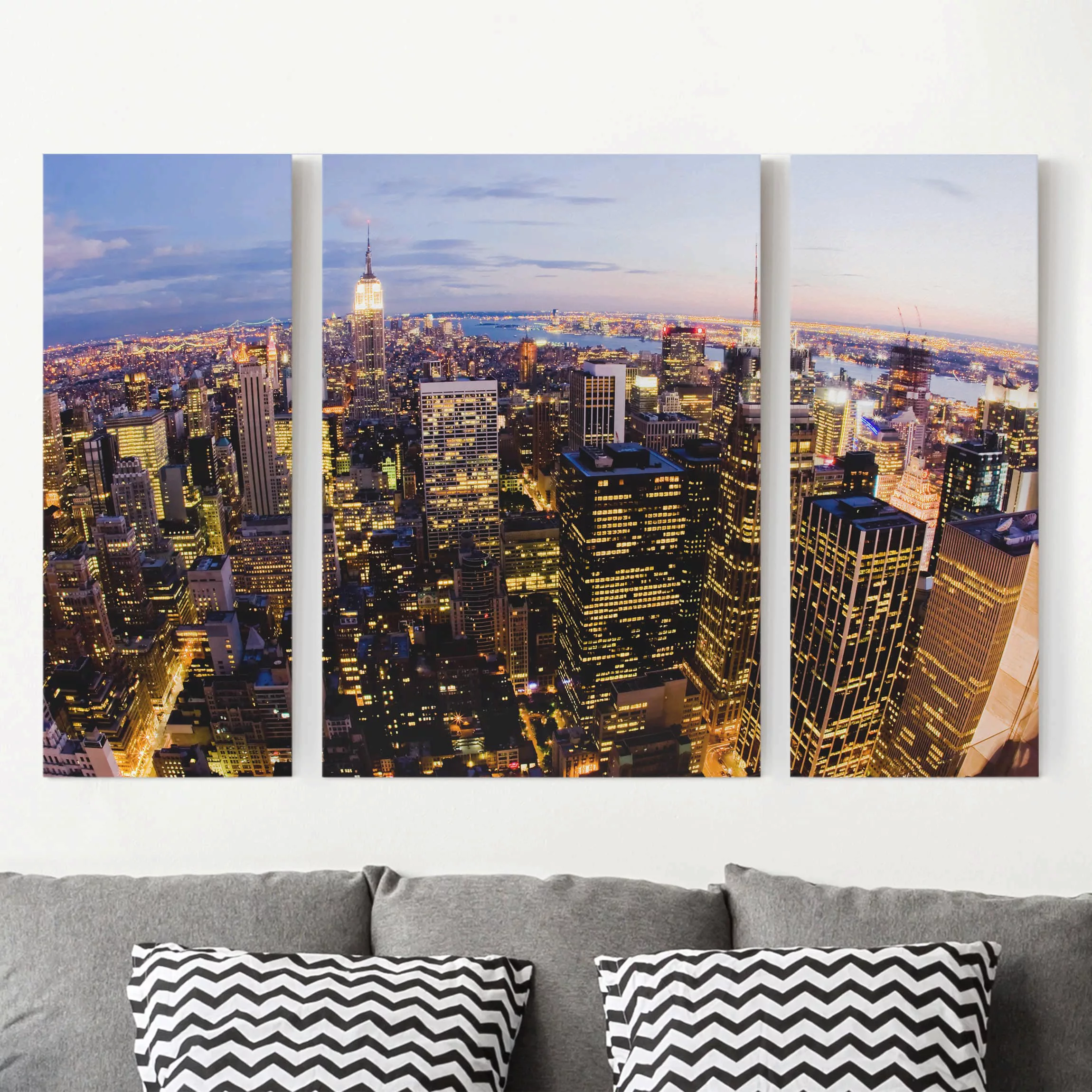 3-teiliges Leinwandbild Architektur & Skyline - Querformat New York Skyline günstig online kaufen