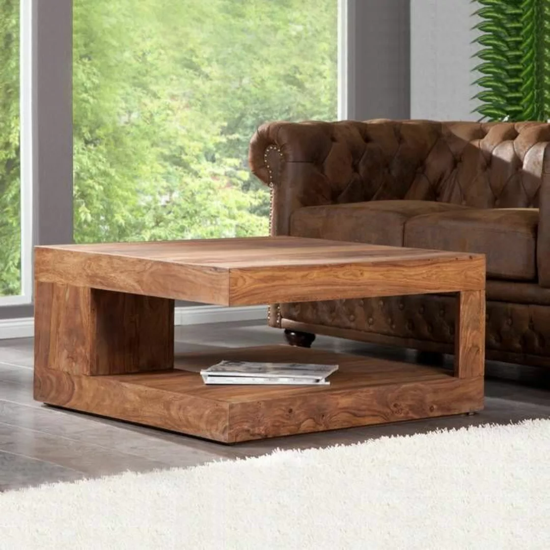 Couchtisch AGRA Sheesham massiv Holz gewachst 90cm x 90cm günstig online kaufen