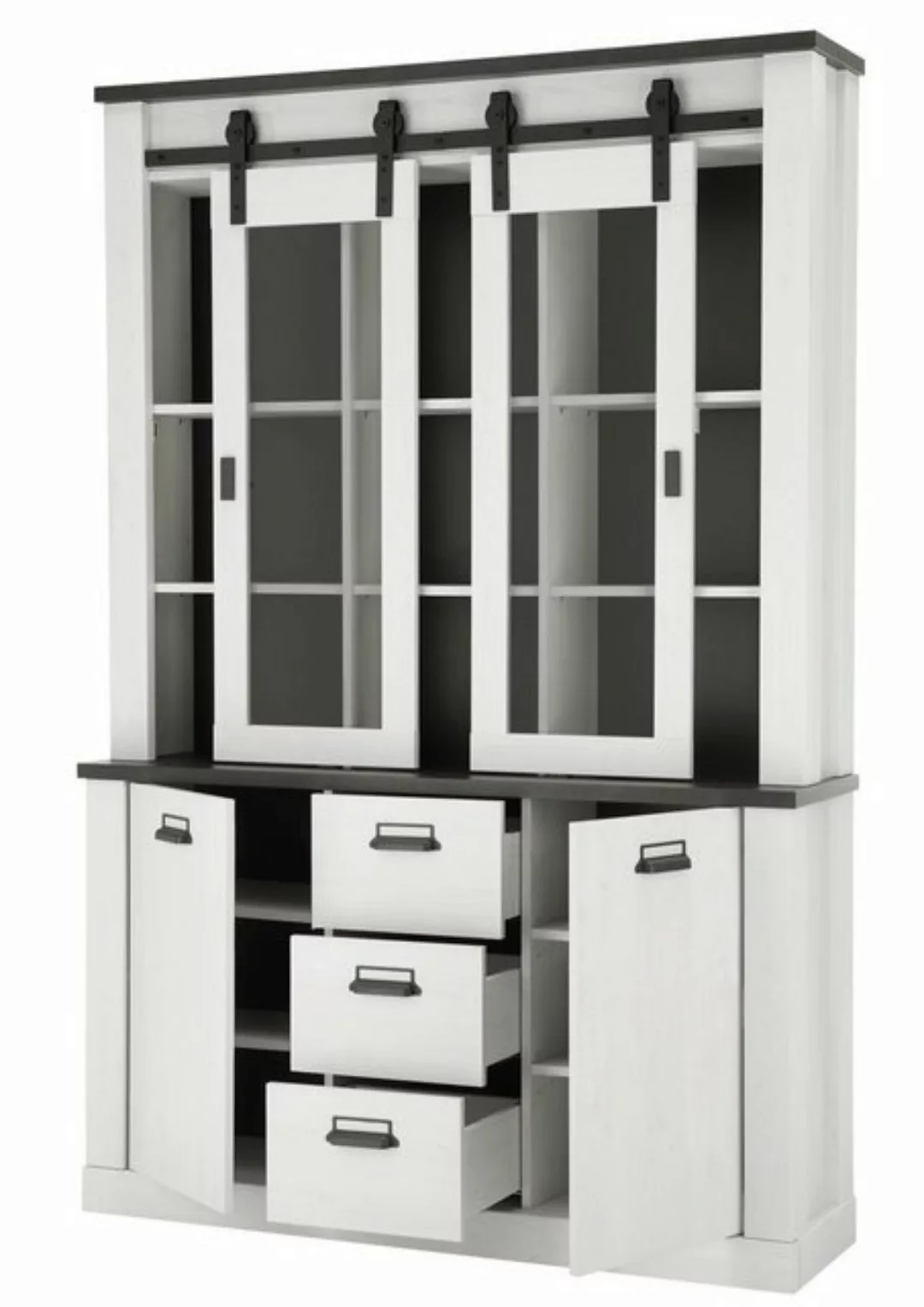 Furn.Design Buffet Stove (großer Buffetschrank in Pinie weiß, 133 x 201 cm) günstig online kaufen