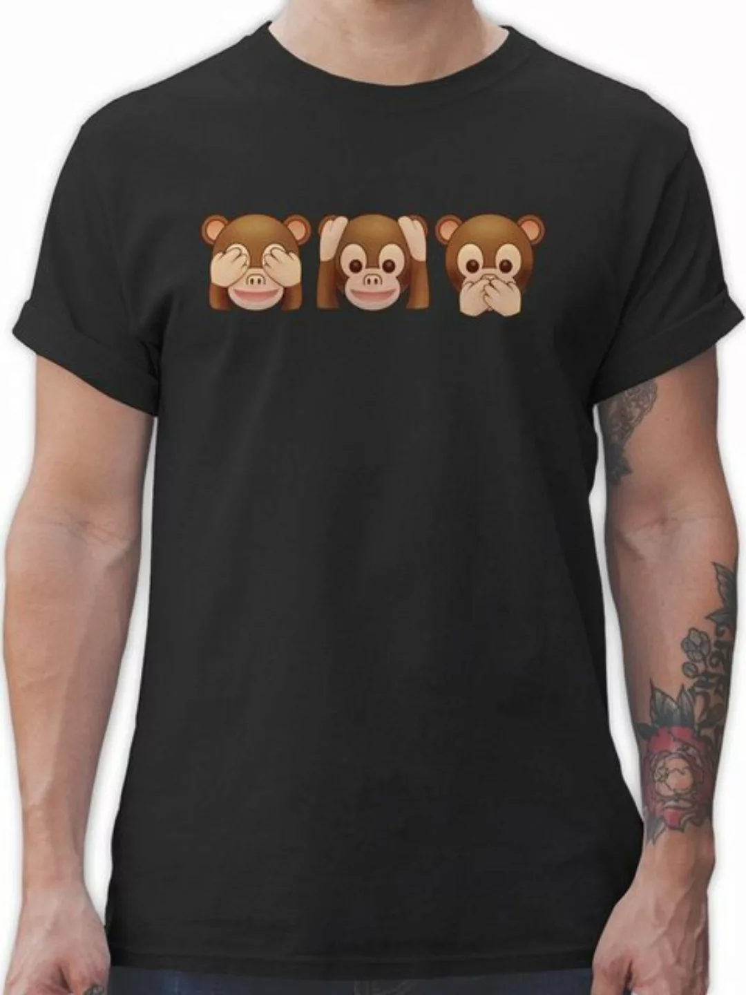 Shirtracer T-Shirt Äffchen - Nix sehen, nix hören, nichts sagen Cartoon Man günstig online kaufen