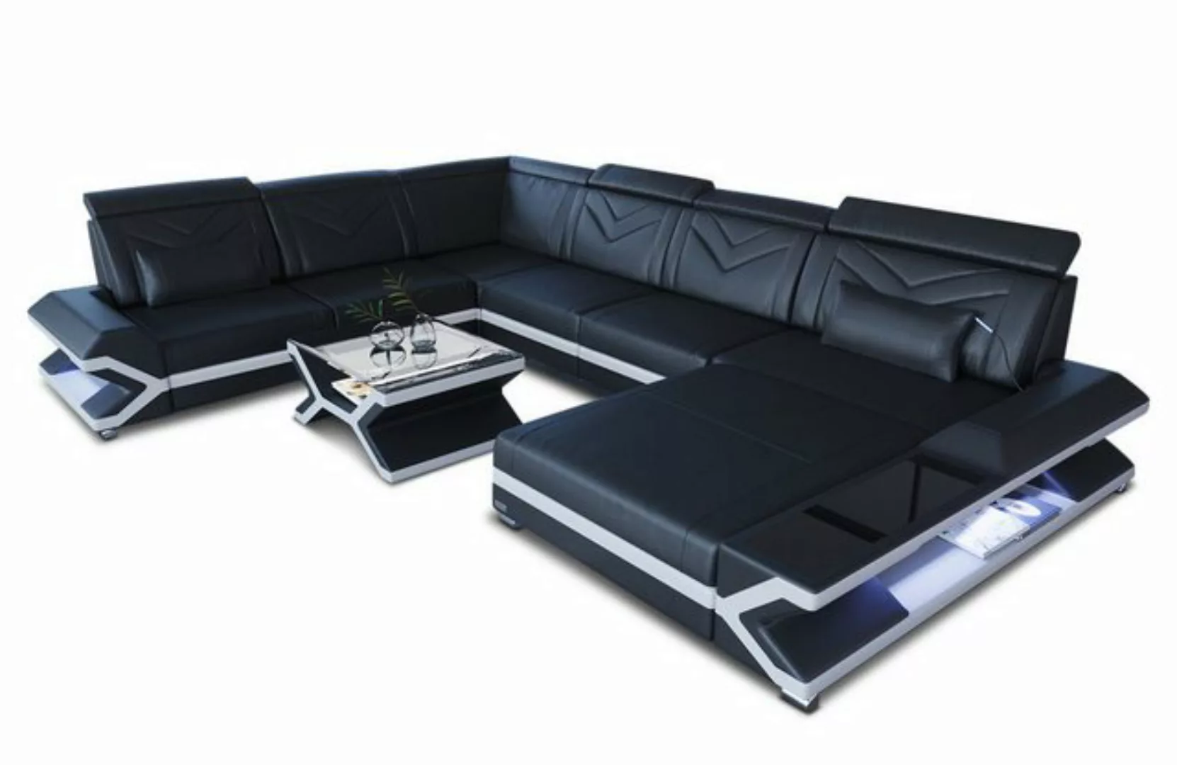 Sofa Dreams Wohnlandschaft XXL Ledersofa Napoli U Form Mini, Designersofa, günstig online kaufen