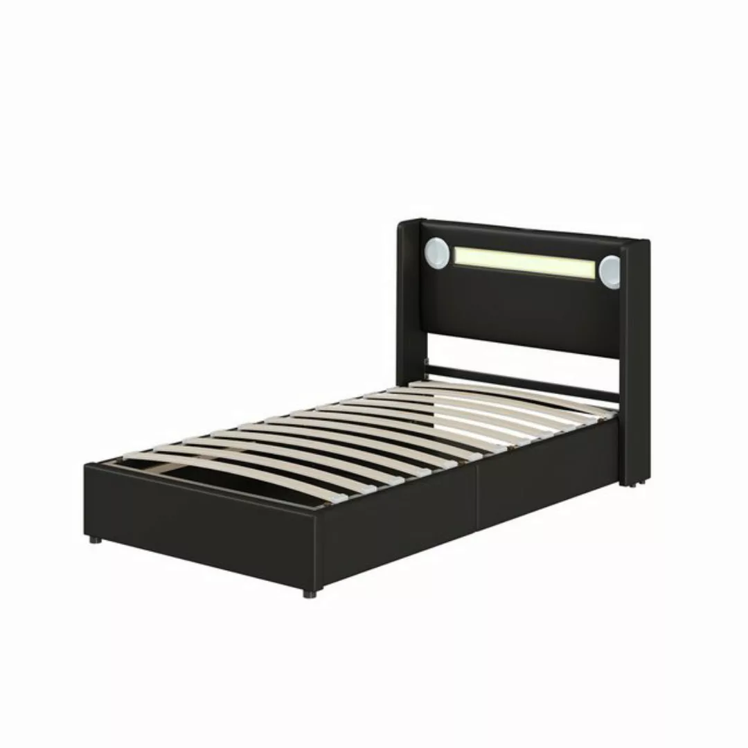 Rutaqian Boxspringbett Stauraumbett Polsterbett Bett mit LED, Aufbewahrungs günstig online kaufen