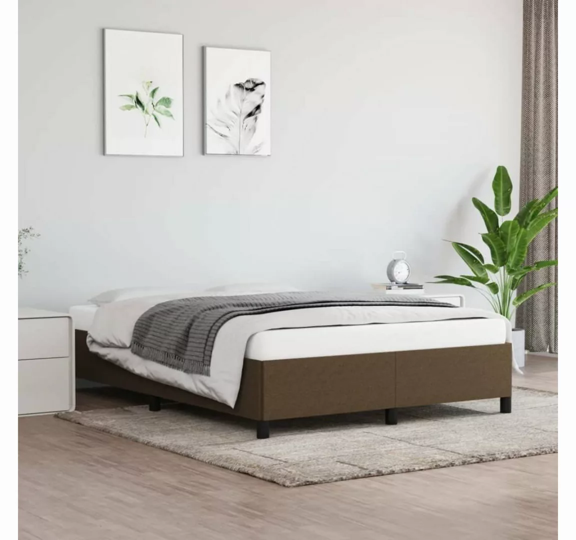 furnicato Bett Bettgestell Dunkelbraun 140x200 cm Stoff günstig online kaufen