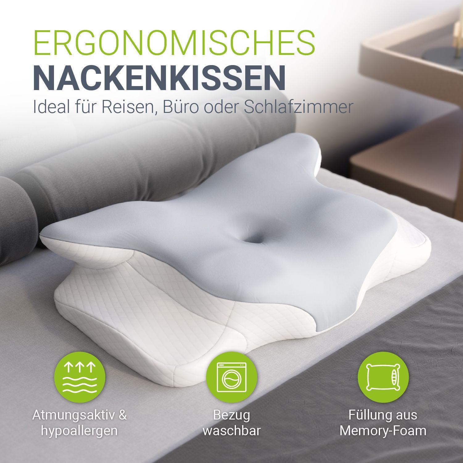 Juskys Nackenstützkissen-Set, Füllung: PU Memory Foam, günstig online kaufen