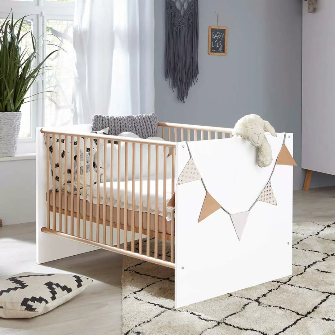 Babybett optionale Umbauseiten im Skandi Design 70x140 Liegefläche günstig online kaufen