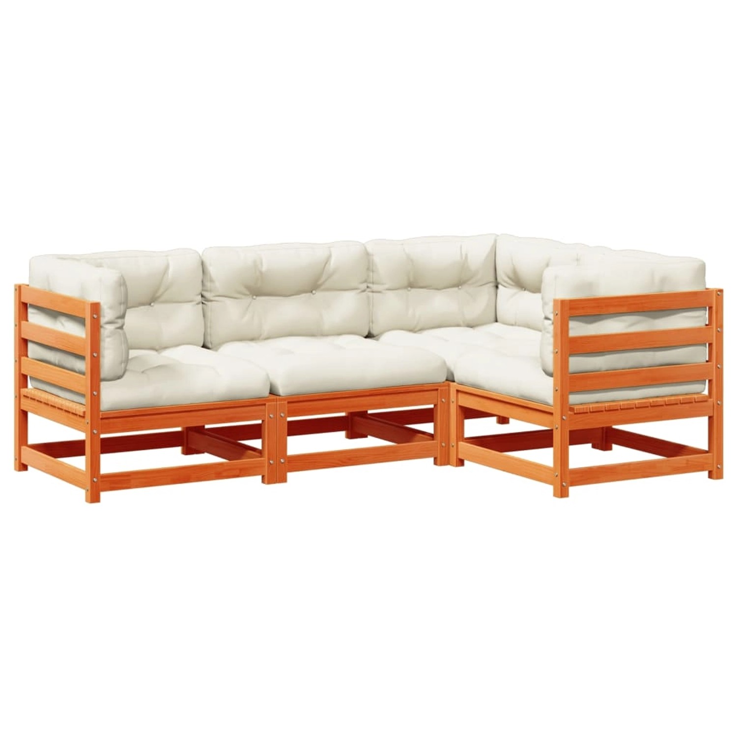 vidaXL 4-Tlg Garten-Sofagarnitur mit Kissen Wachsbraun Kiefernholz 3299413 günstig online kaufen