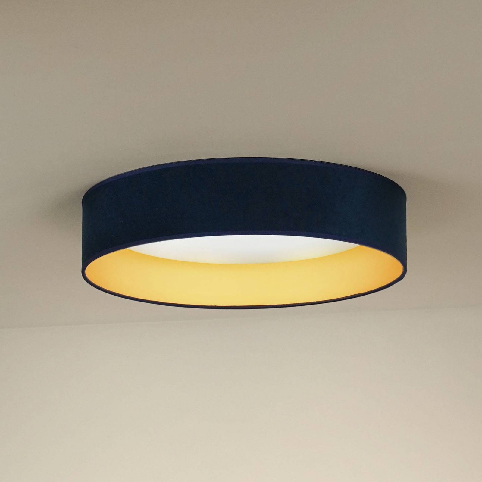 LED-Deckenlampe Plafond Samt dunkelblau, Ø 45 cm, 3-step-dim günstig online kaufen