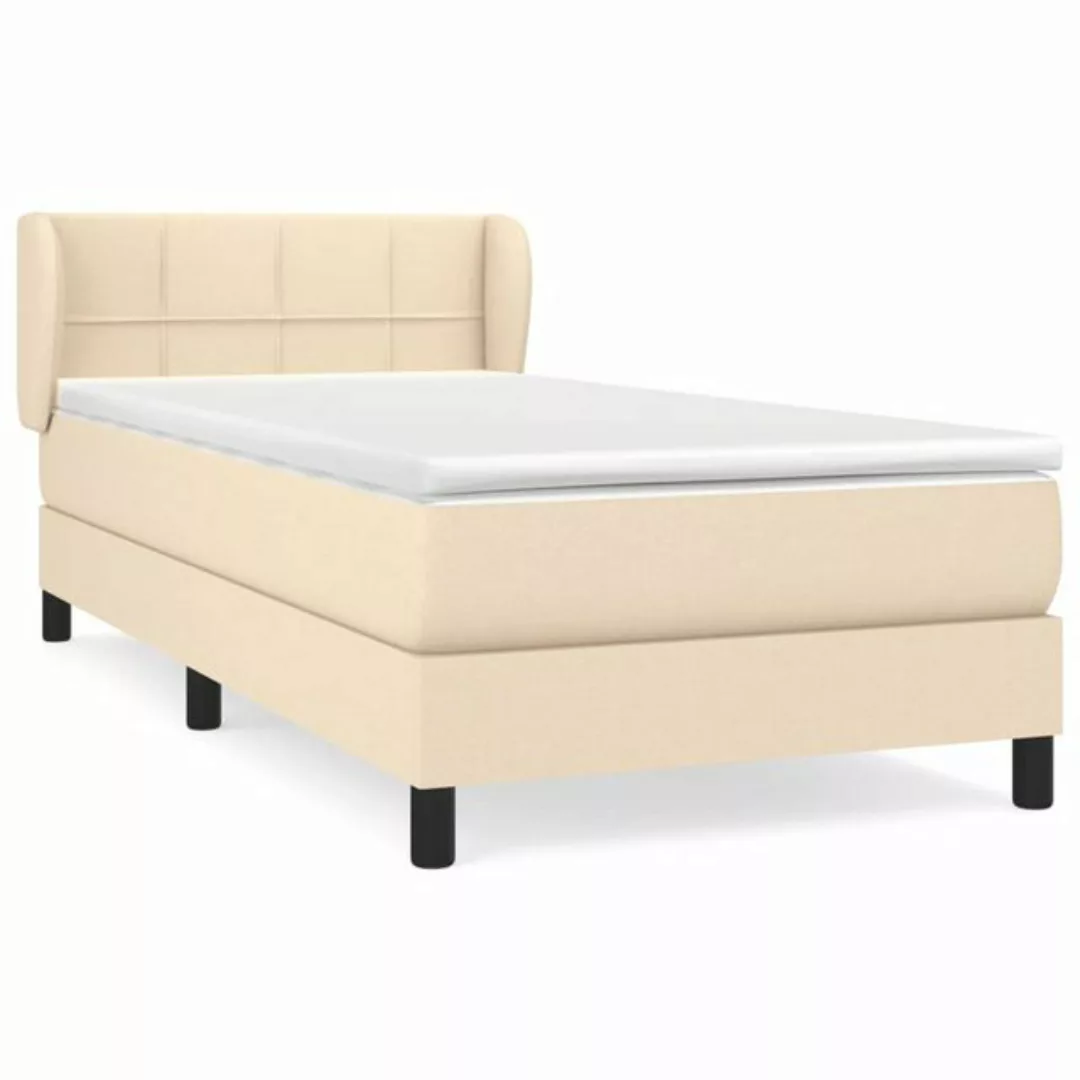 vidaXL Boxspringbett Boxspringbett mit Matratze Creme 100x200 cm Stoff Bett günstig online kaufen