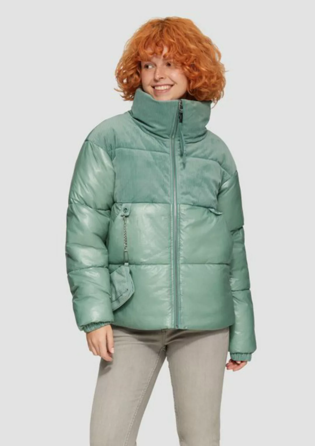 QS Outdoorjacke Steppjacke im Fabricmix mit abnehmbarer Tasche Schmuck-Deta günstig online kaufen