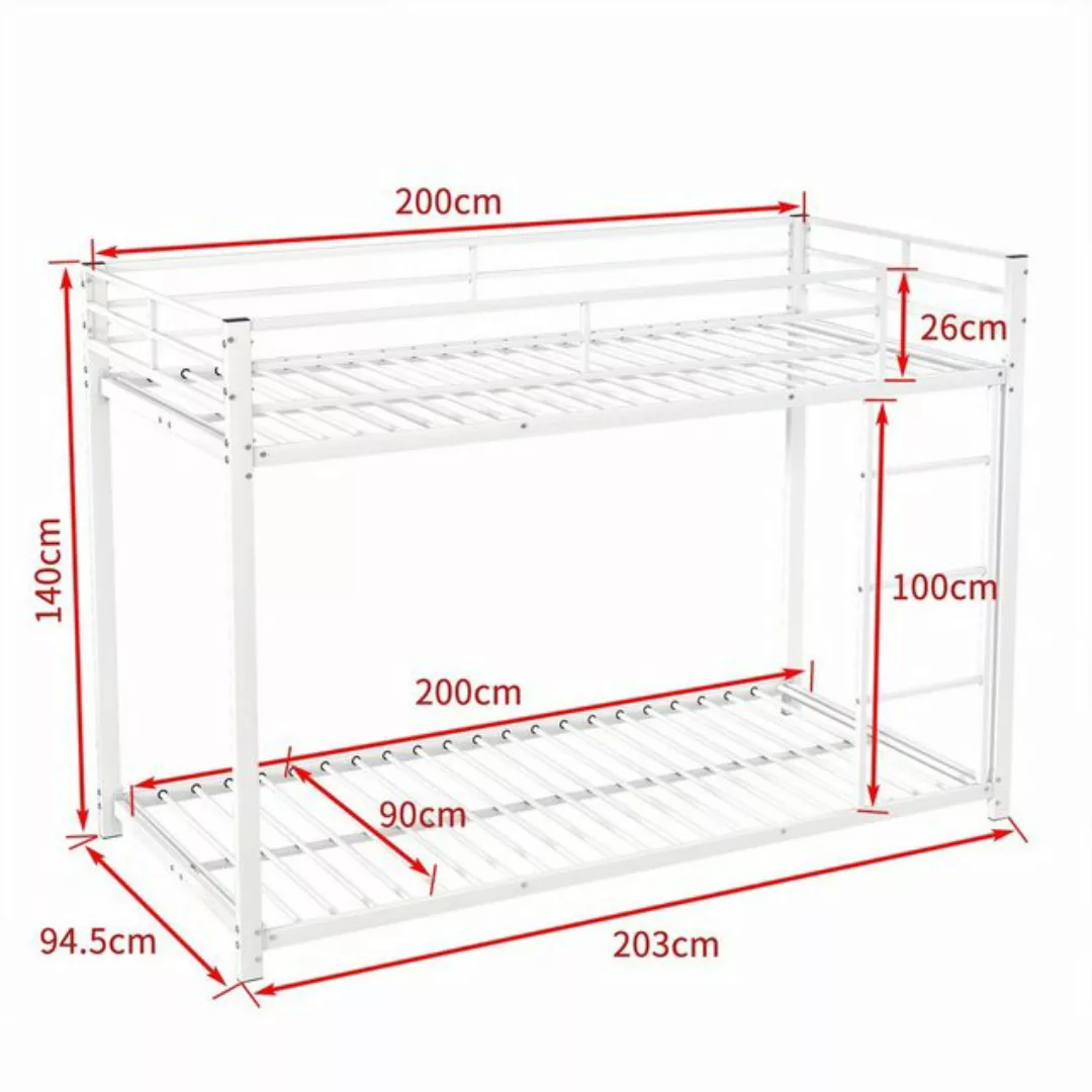 SOFTWEARY Etagenbett mit 2 Schlafgelegenheiten, Lattenrost und Leiter (90x2 günstig online kaufen