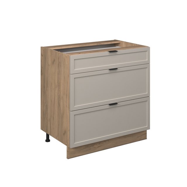 Vicco Unterschrank Fame-Line, GrauBeige/Goldkraft Eiche, 80 cm mit 3 Schubl günstig online kaufen