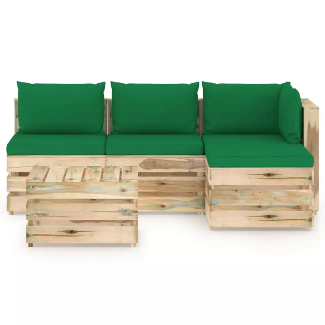 5-tlg. Garten-lounge-set Mit Kissen Grün Imprägniertes Holz günstig online kaufen