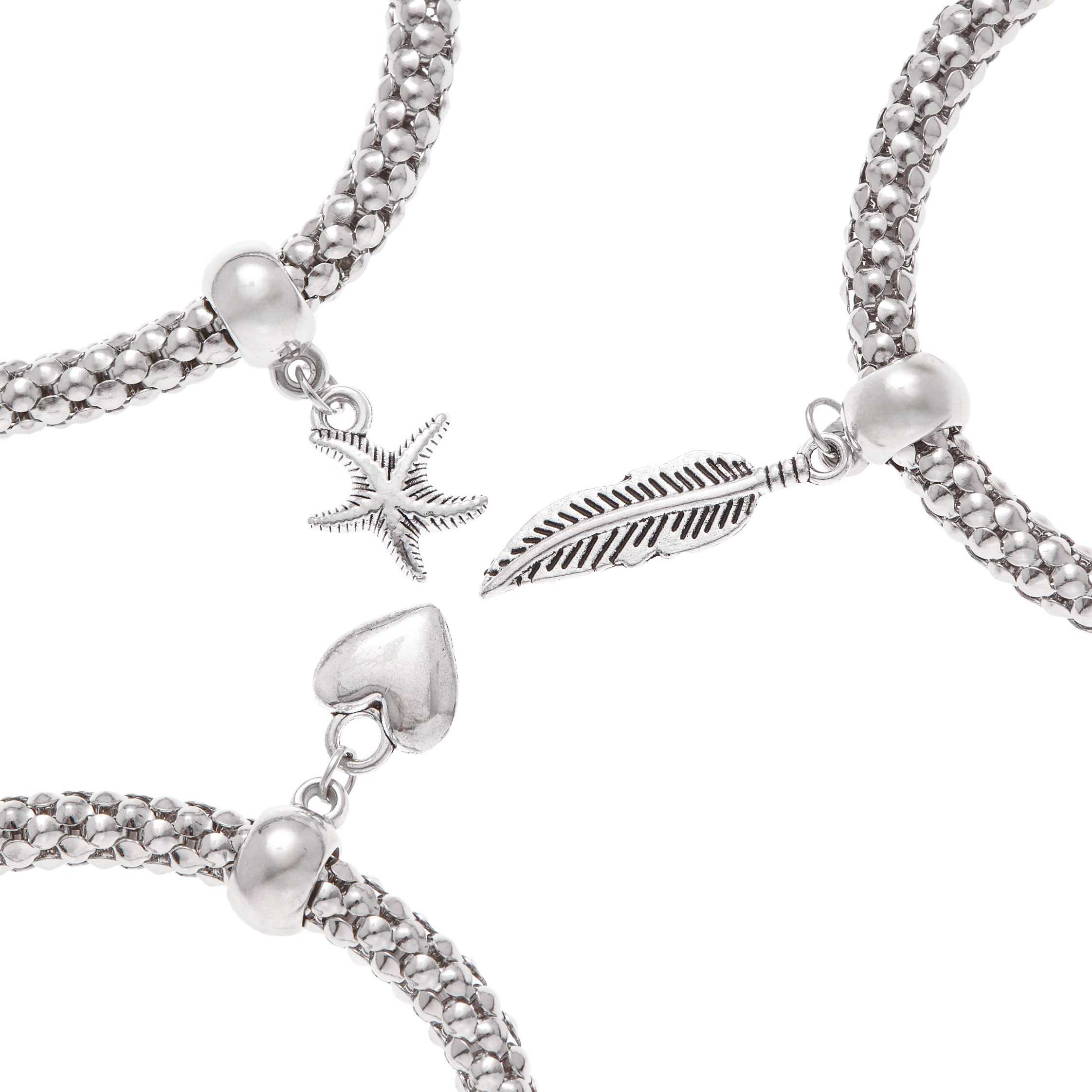 LASCANA Armband Set, elastisch, Armbänder mit Anhänger, Herz, Stern, Feder, günstig online kaufen