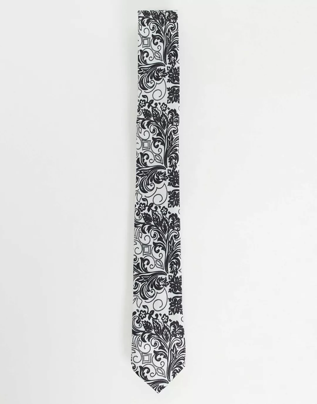 Bolongaro Trevor – Schmale Krawatte mit Barockdesign-Weiß günstig online kaufen