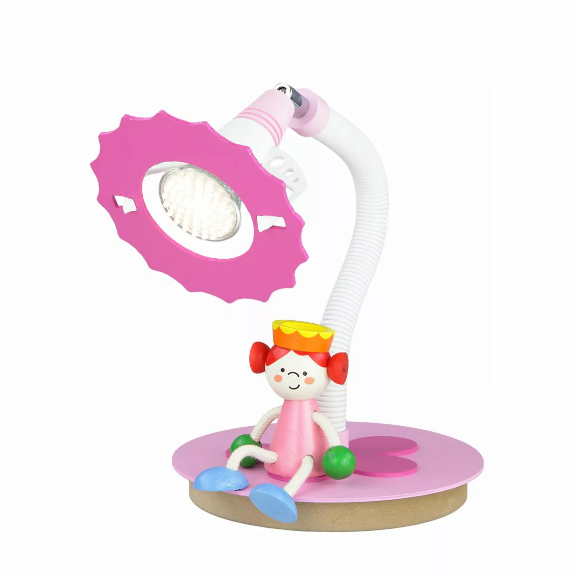 home24 Elobra Tischleuchte Prinzessin 1-flammig Pink Holz Dimmbar LED 20x35 günstig online kaufen