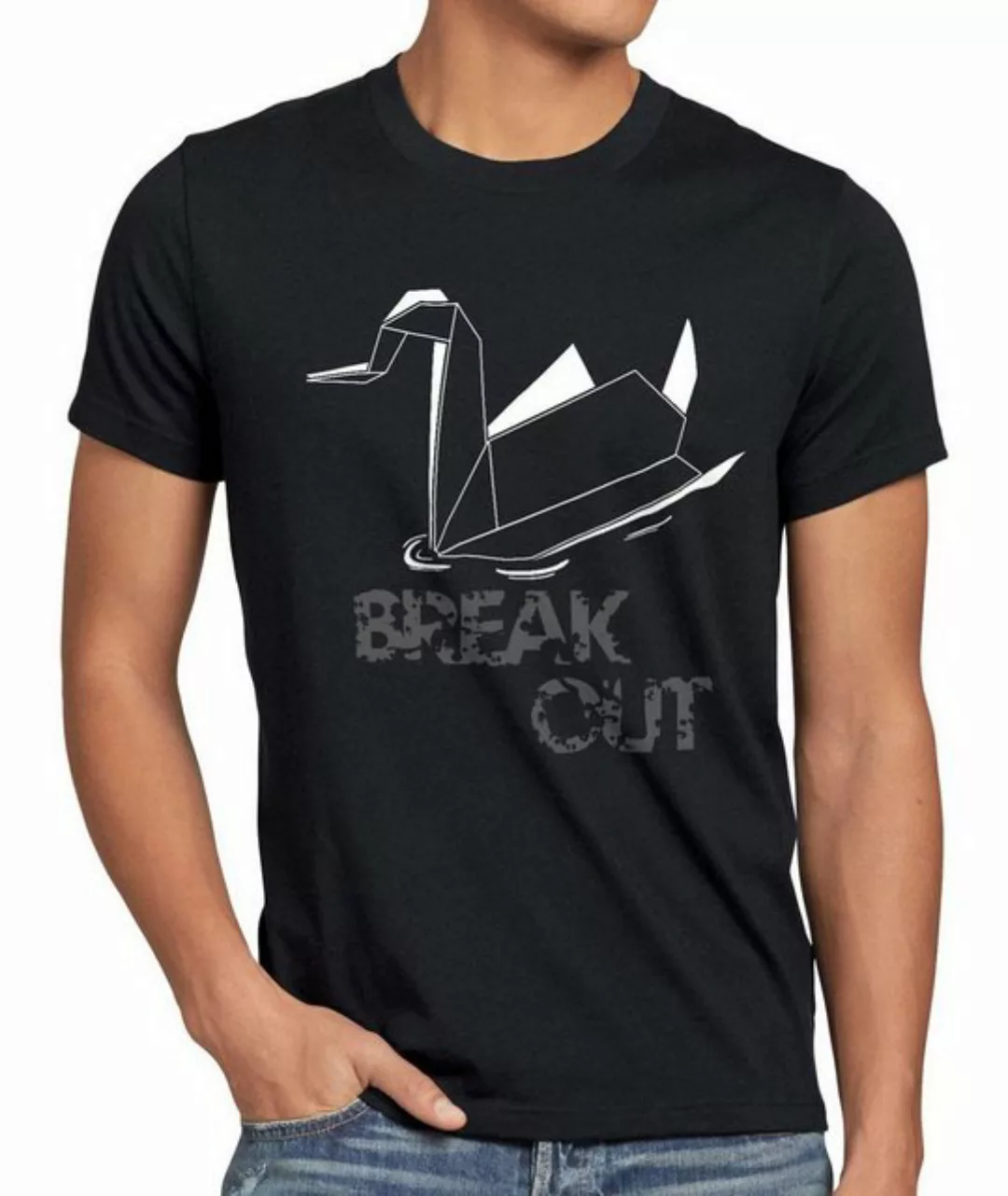 style3 Print-Shirt Herren T-Shirt Swan Break Out Schwan Papier origami pris günstig online kaufen
