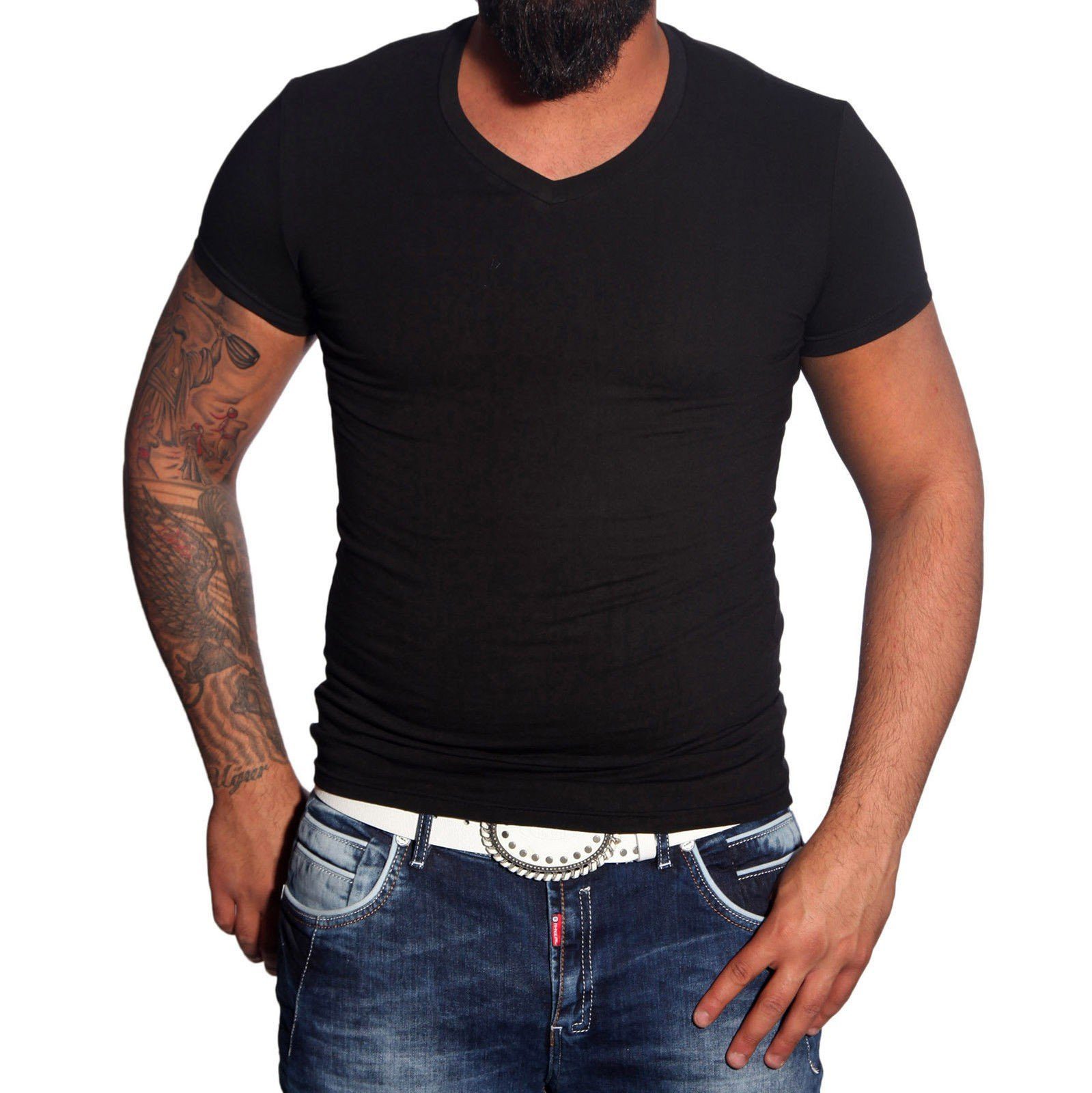 Baxboy T-Shirt Baxboy tiefer V-Ausschnitt Uni günstig online kaufen