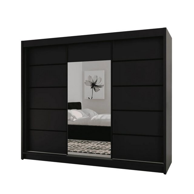 Beautysofa Schiebetürenschrank Monika (3-türig Schrank mit Spiegel, 200 cm günstig online kaufen