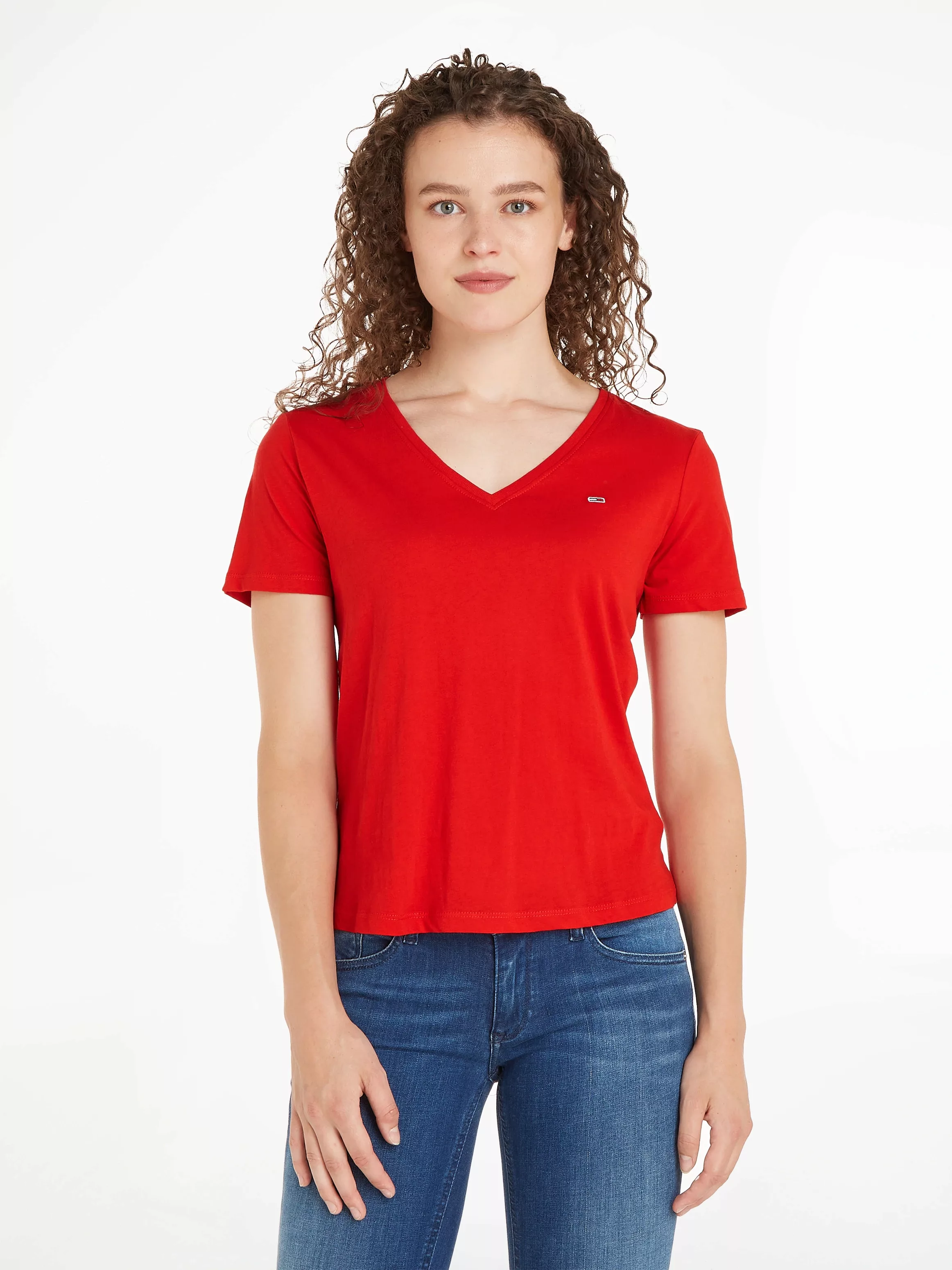 Tommy Jeans V-Shirt mit Tommy Jeans Logo-Flag auf der Brust günstig online kaufen