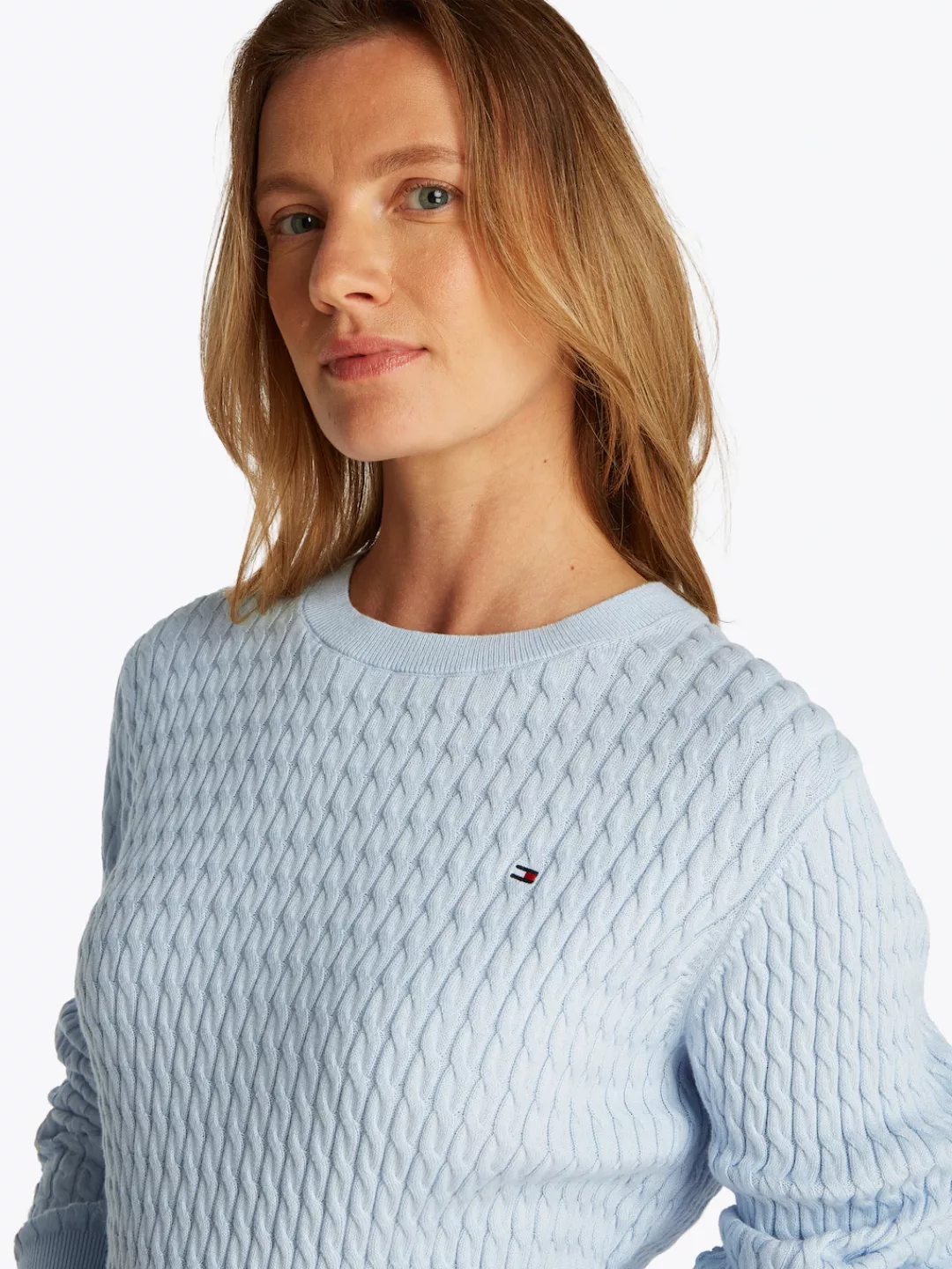Tommy Hilfiger Rundhalspullover "CO CABLE C-NK LS SWEATER", mit Zopfmuster günstig online kaufen