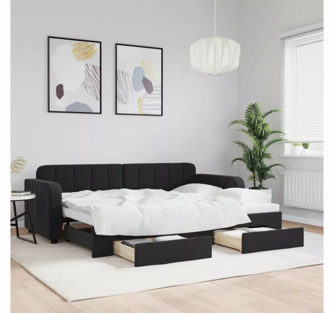 vidaXL Gästebett Gästebett Tagesbett Ausziehbar mit Schubladen Schwarz 80x2 günstig online kaufen