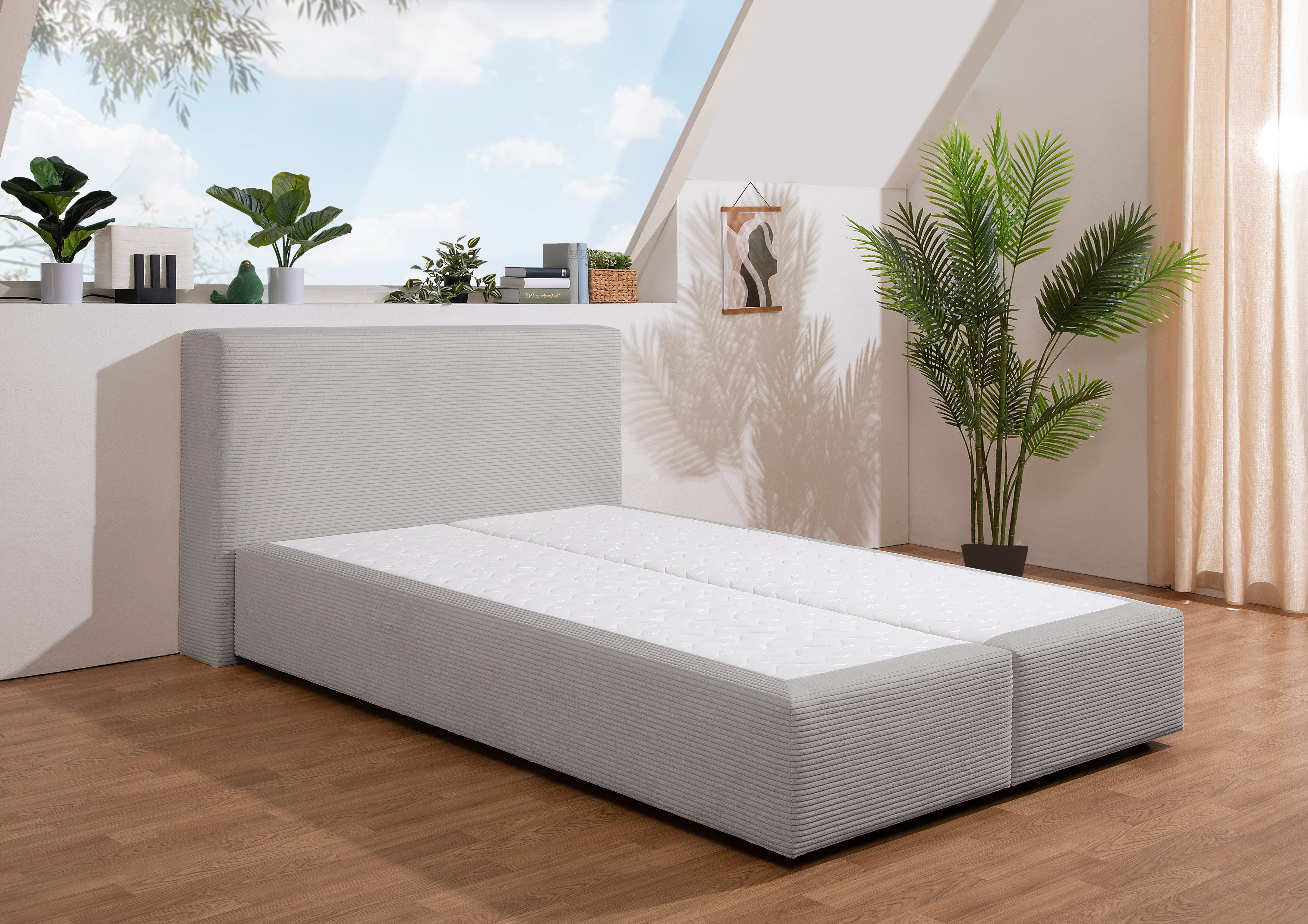 andas Boxspringbett "Åby", In Cord Bezug, wahlweise mit und ohne Matrazte e günstig online kaufen