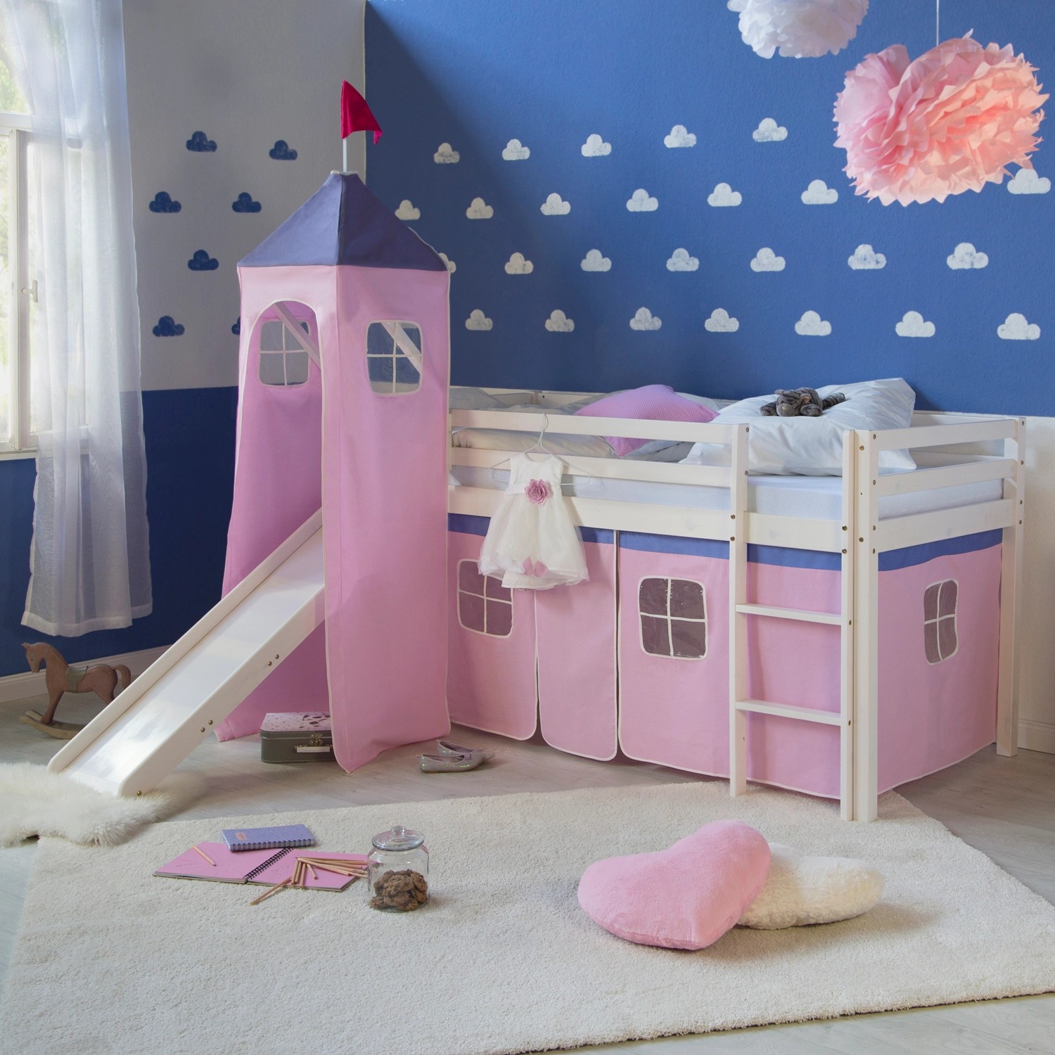 Homestyle4u Hochbett Kinderbett mit Leiter und günstig online kaufen