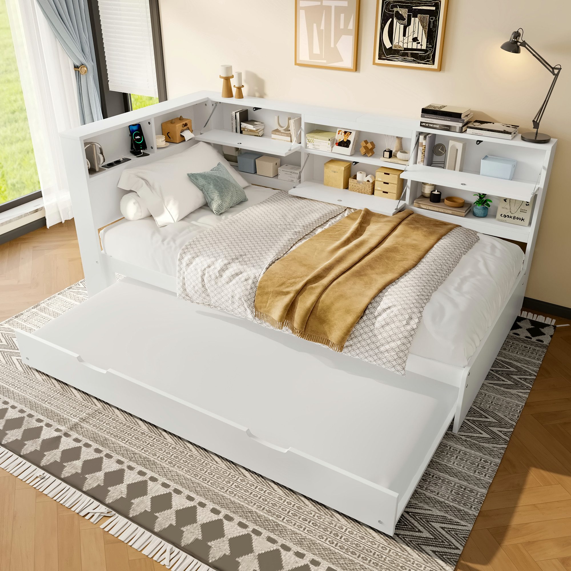 Flieks Daybett, Holzbett 90x200cm mit Ausziehbett günstig online kaufen