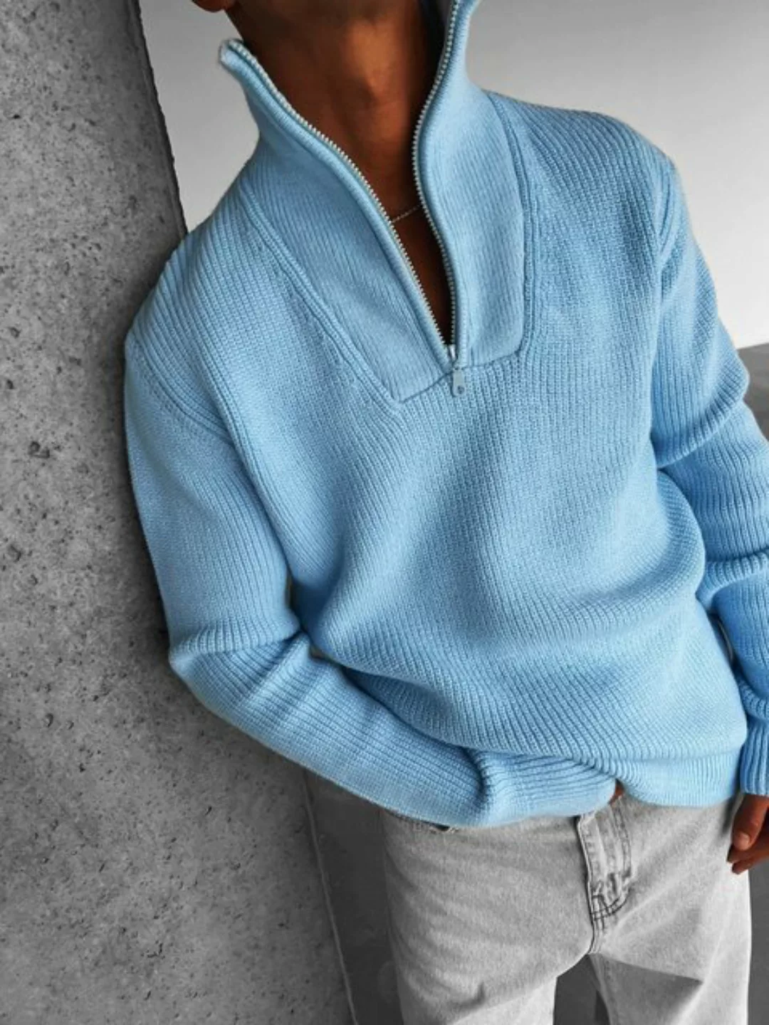 Abluka Sweatshirt Strickpullover mit Reißverschluss Oversize Pullover Reißv günstig online kaufen