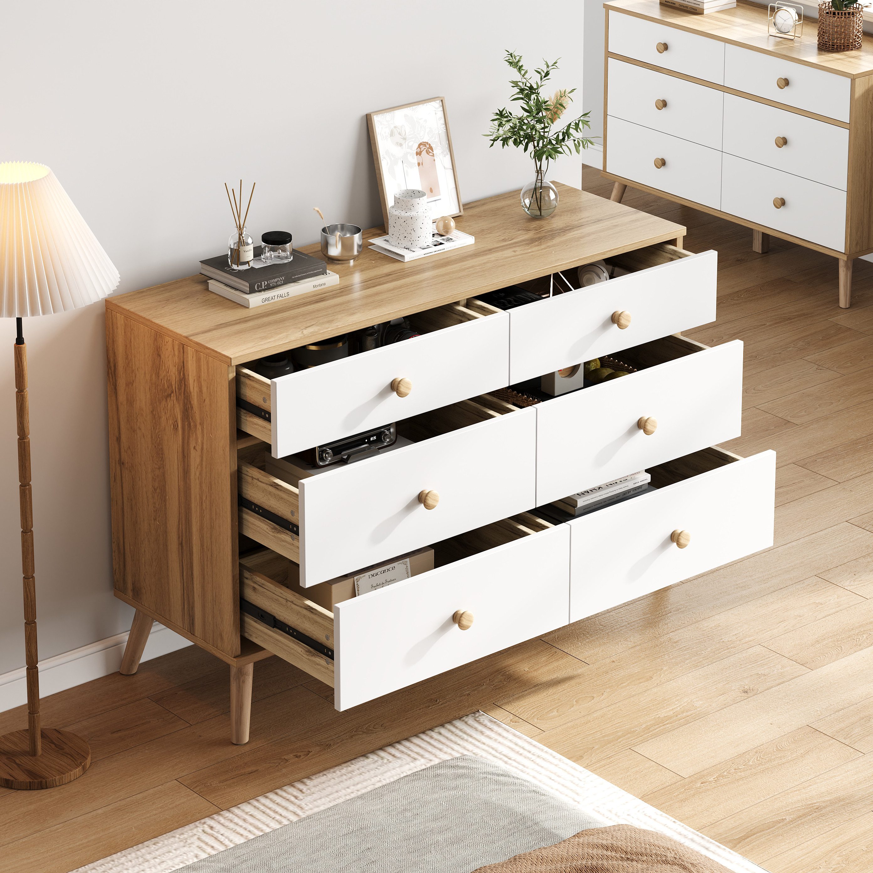 Merax Sideboard in Holzfarben und Weiß günstig online kaufen