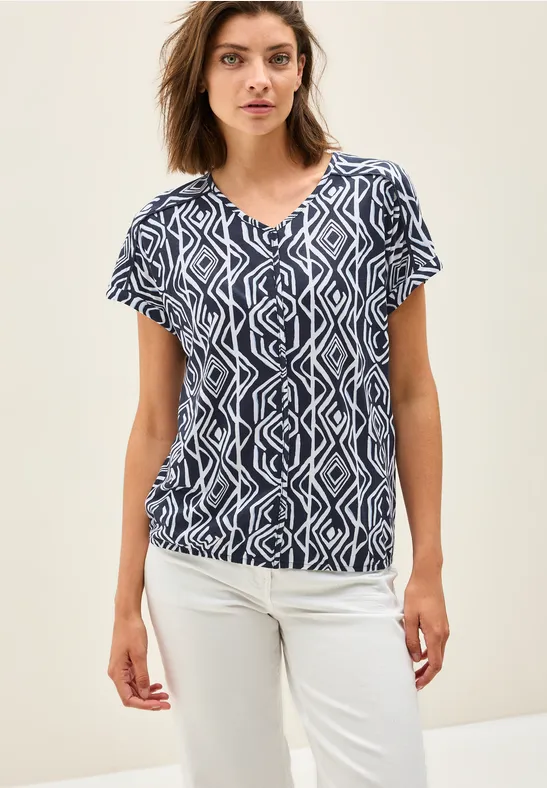 Cecil V-Shirt, bestehend aus einem Materialmix günstig online kaufen