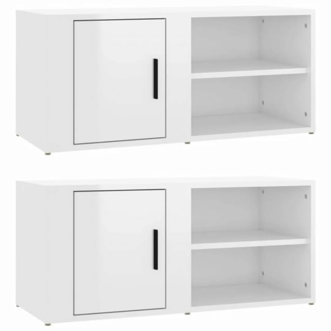 furnicato TV-Schrank TV-Schränke 2 Stk. Hochglanz-Weiß 80x31,5x36 cm Holzwe günstig online kaufen