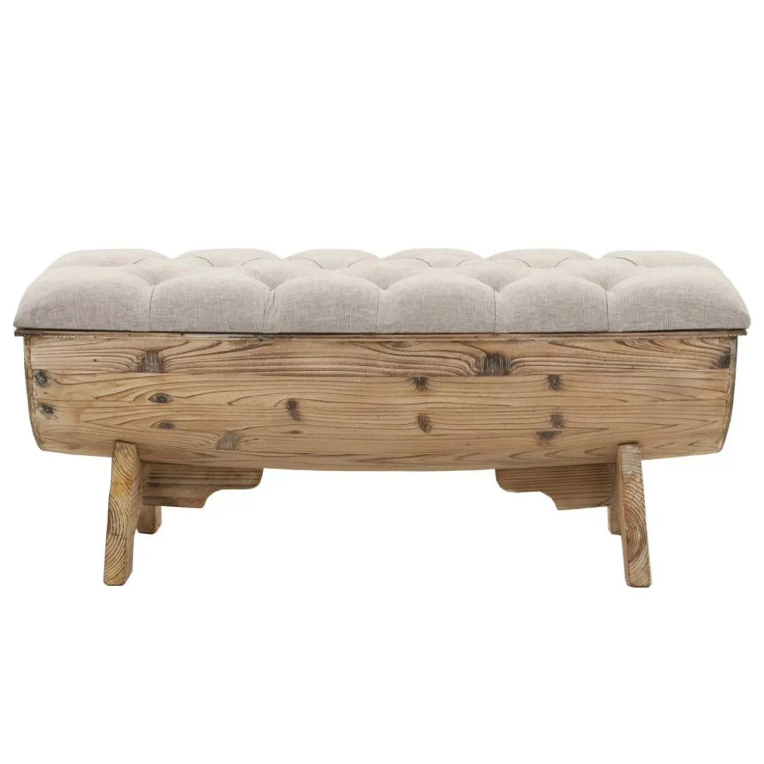 Aufbewahrungsbank Massivholz Und Stoff  103 X 51 X 44 Cm günstig online kaufen