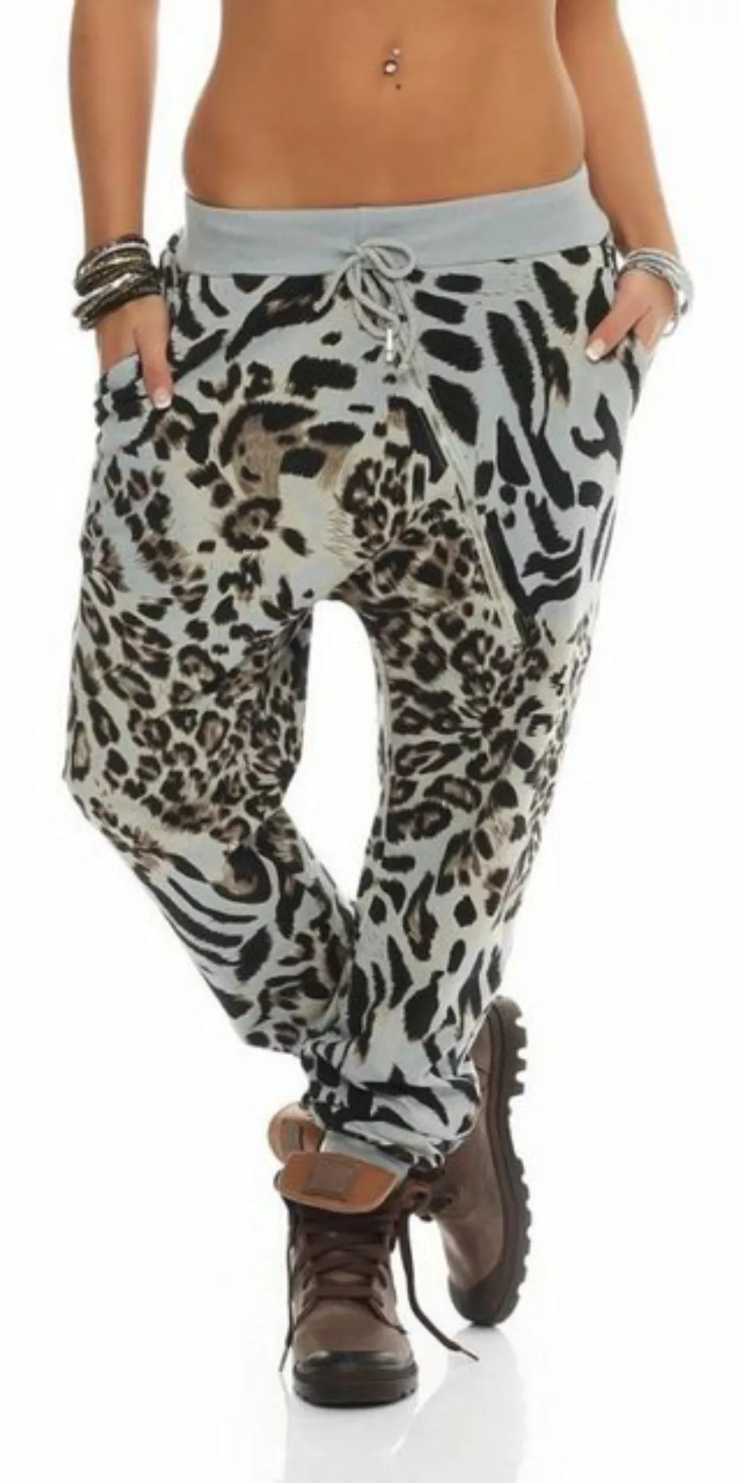 Mississhop Boyfriend-Hose Leo Print Tierprint Boyfriendhose Reißverschluss günstig online kaufen