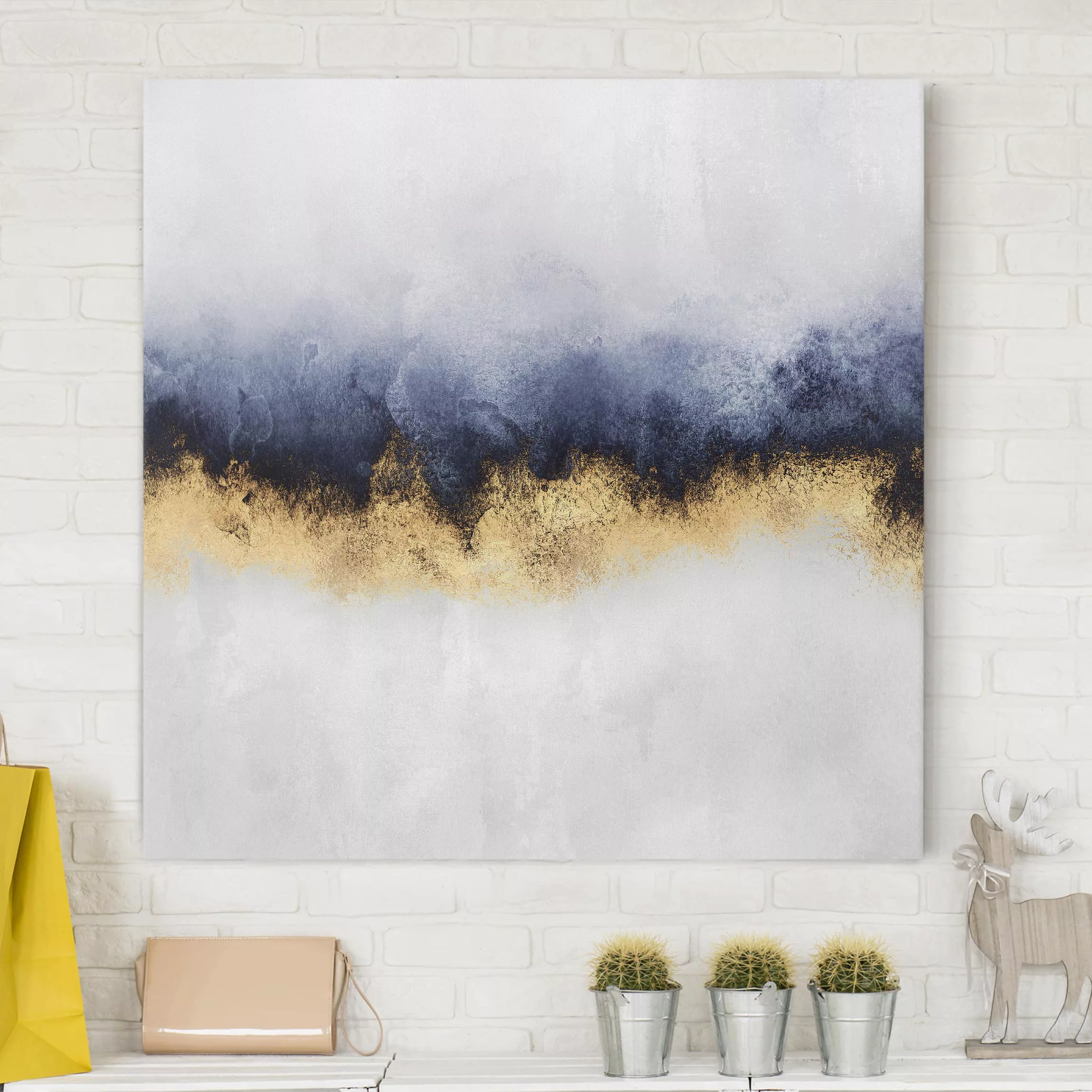 Leinwandbild - Quadrat Wolkenhimmel mit Gold günstig online kaufen