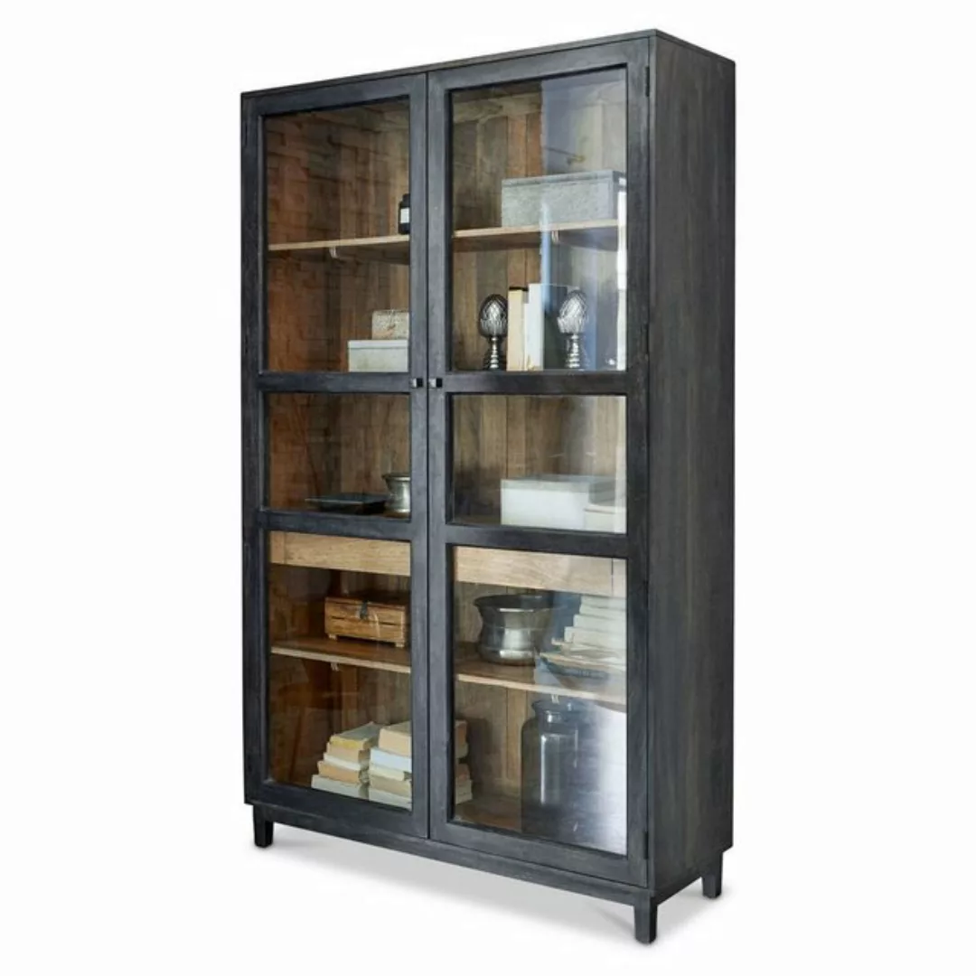 Mirabeau Glasvitrine Schrank Altagracia schwarz/braun günstig online kaufen