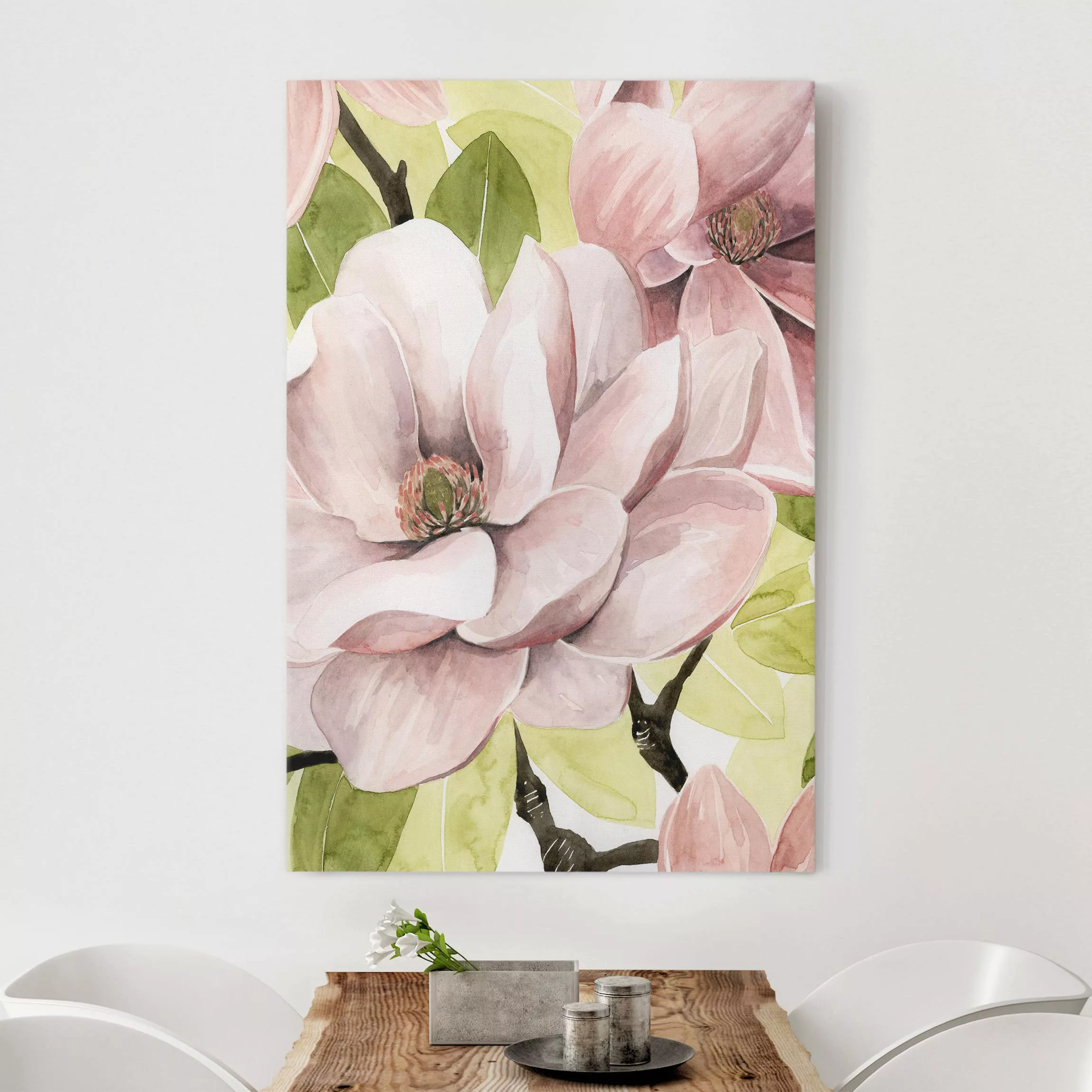 Leinwandbild Blumen - Hochformat Magnolie errötet I günstig online kaufen