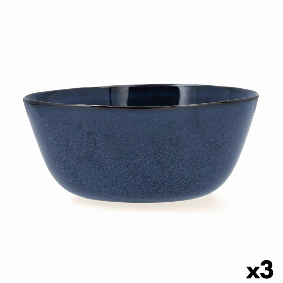 Salatschüssel Bidasoa Ikonic Aus Keramik Blau (20 X 19,5 X 8,5 Cm) (pack 3x günstig online kaufen
