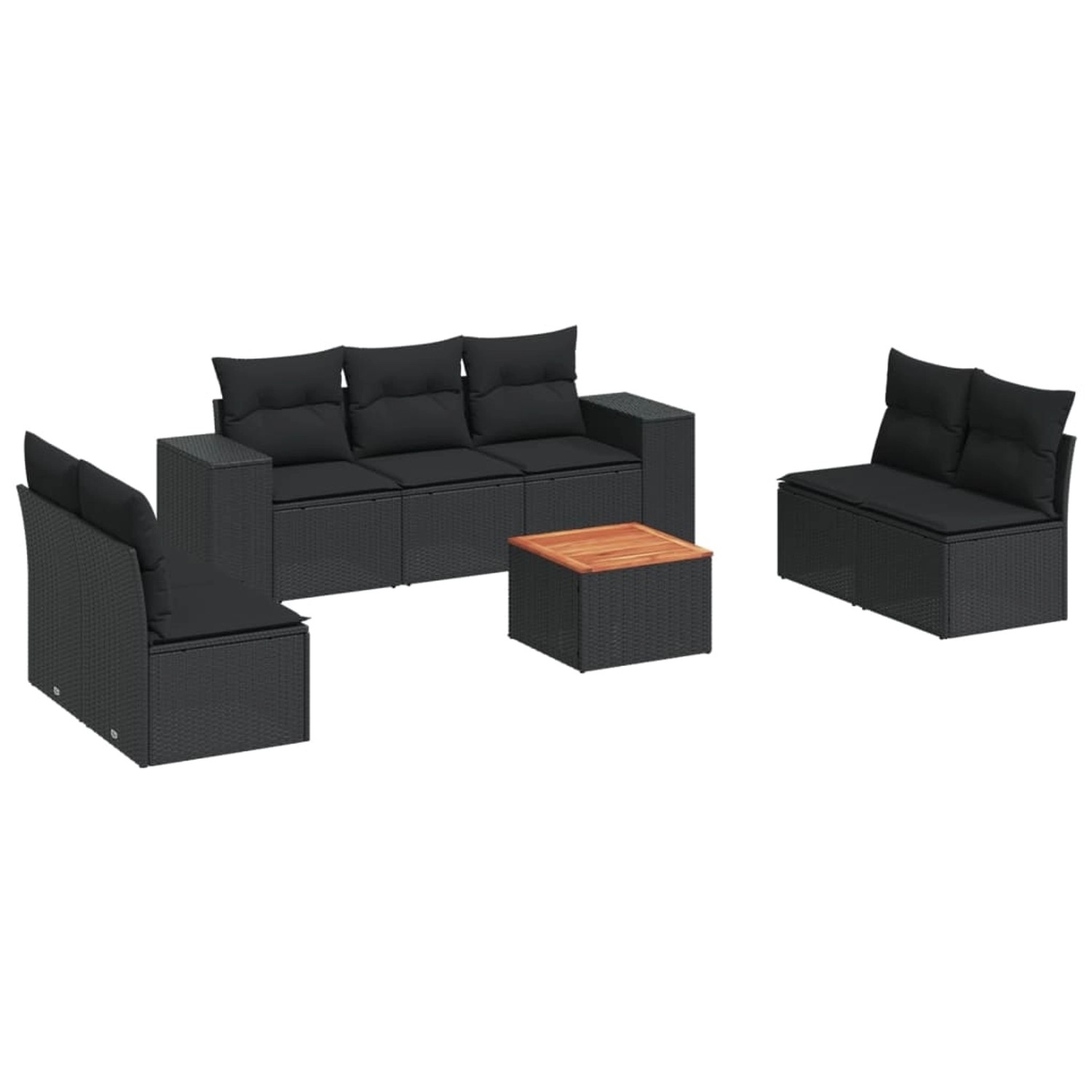 vidaXL 8-tlg Garten-Sofagarnitur mit Kissen Schwarz Poly Rattan Modell 67 günstig online kaufen