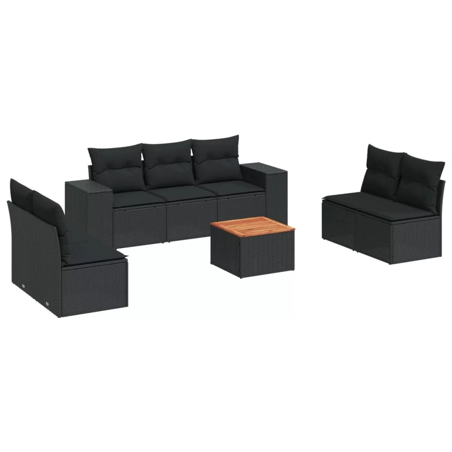 vidaXL 8-tlg Garten-Sofagarnitur mit Kissen Schwarz Poly Rattan Modell 67 günstig online kaufen