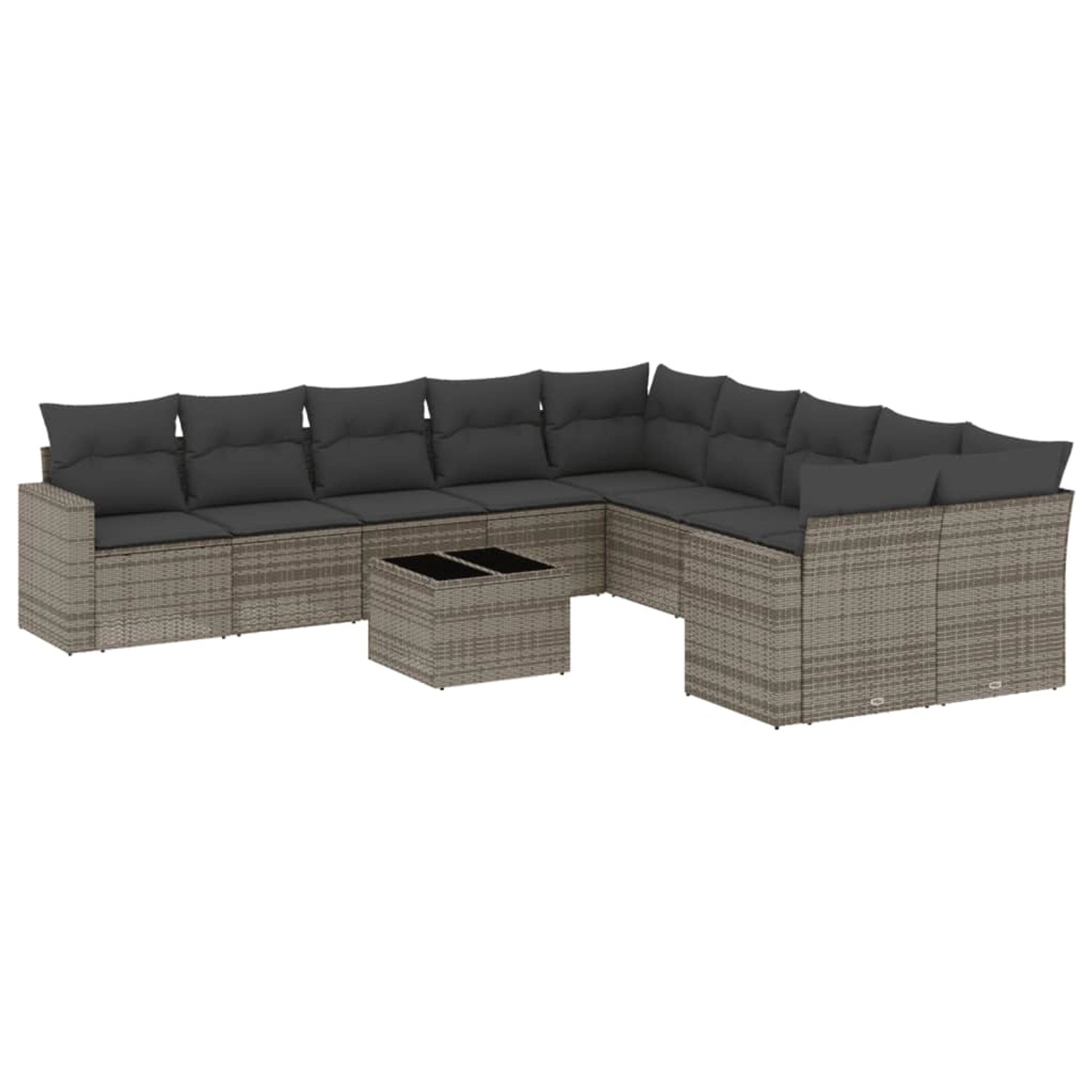 vidaXL 11-Tlg Garten-Sofagarnitur mit Kissen Grau Poly Rattan 3219510 günstig online kaufen