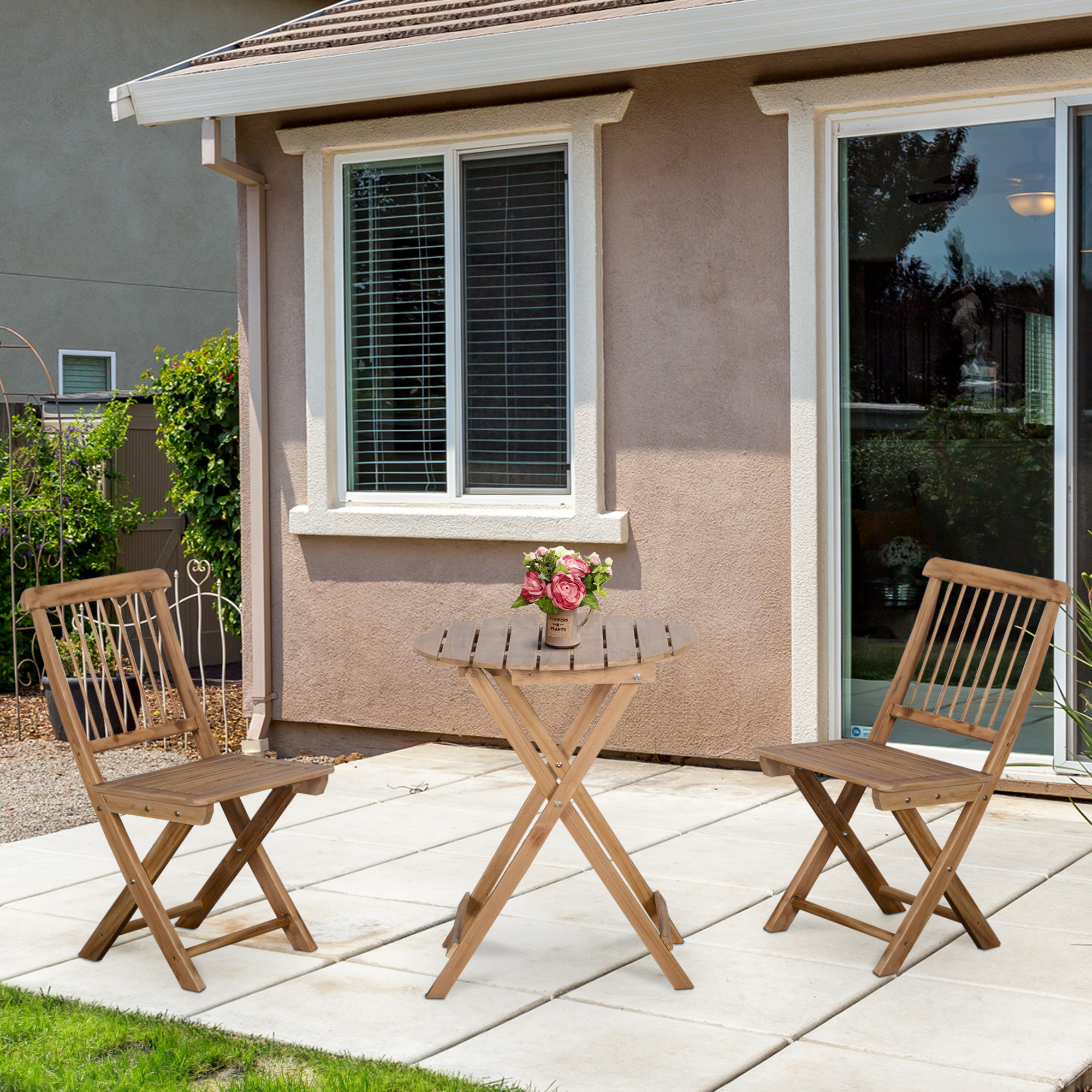 Outsunny Bistroset für 2 Personen klappbar Holz Gartenset Balkonset mit 2 S günstig online kaufen