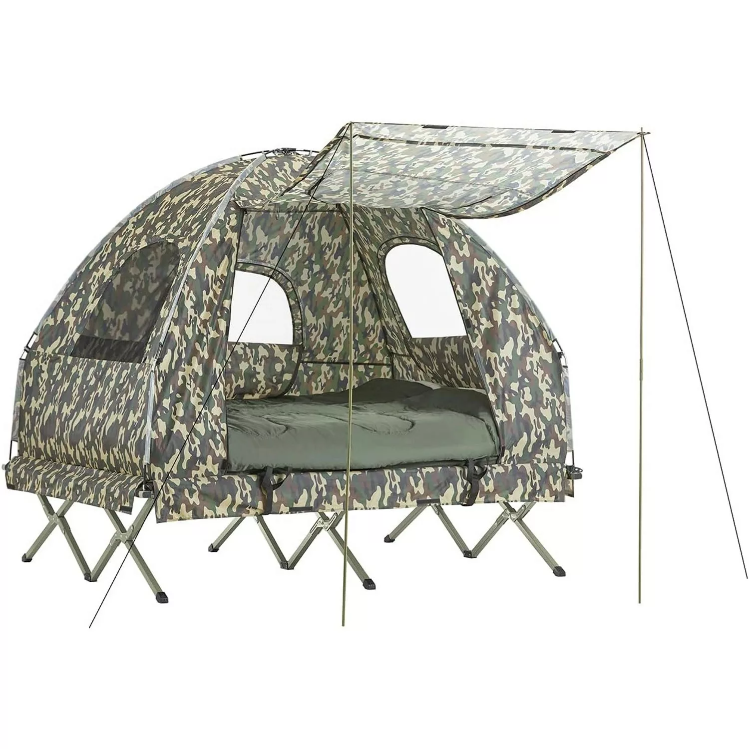 SoBuy Feldbett mit Campingliege mit Vorzelt 2 Persone Tarnfarbe OGS61-L-TN günstig online kaufen