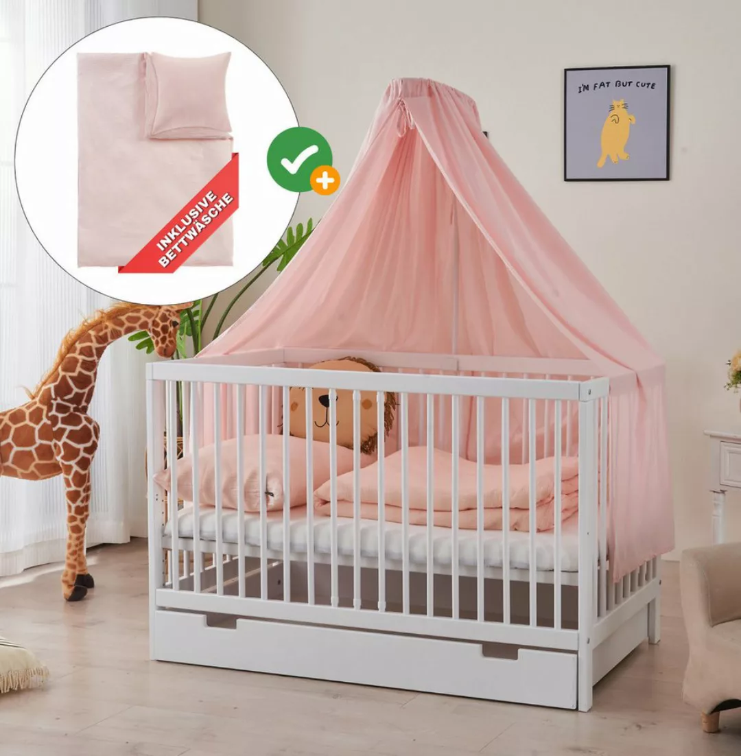 Alavya Home® Komplettbett TOBI 7-tlg.SET für Kleine Babys I 9-fach höhenver günstig online kaufen