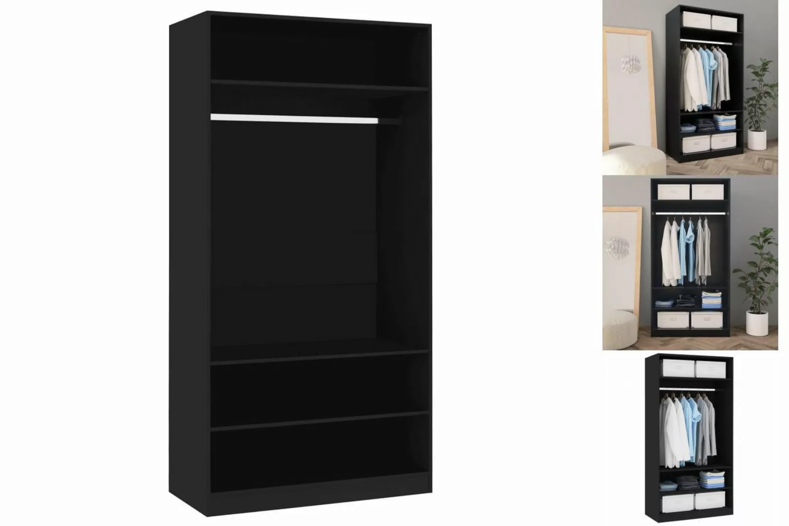 vidaXL Kleiderschrank Kleiderschrank Schwarz 10050200 cm Spanplatte günstig online kaufen