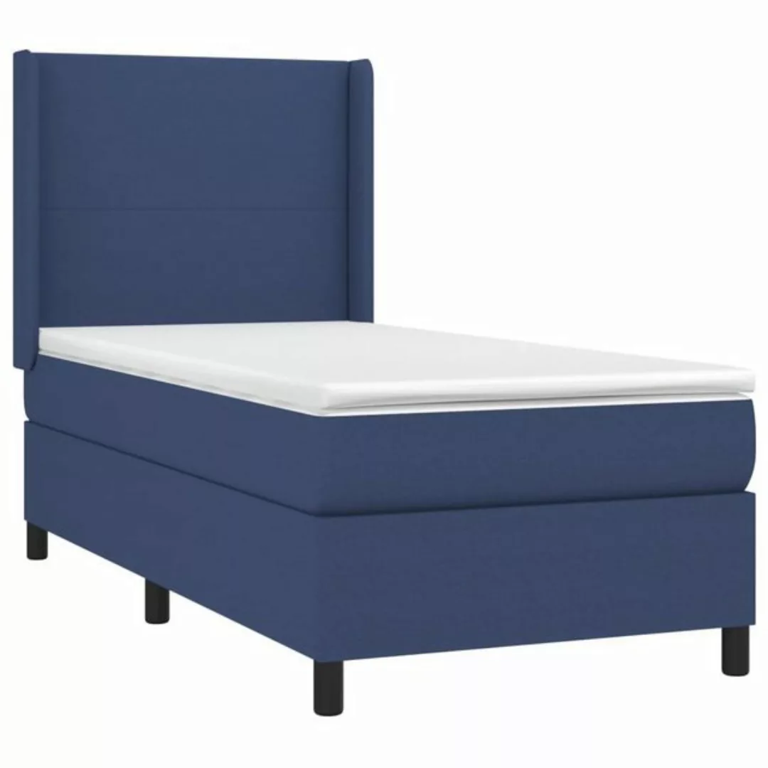 vidaXL Bettgestell Boxspringbett mit Matratze LED Blau 90x200 cm Stoff Bett günstig online kaufen