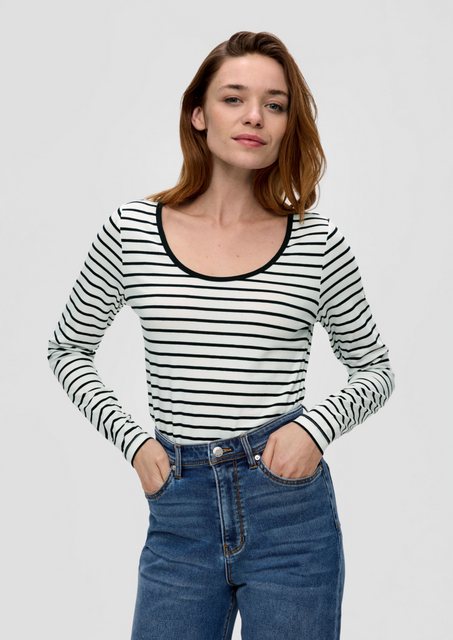 s.Oliver Langarmshirt Langarmshirt mit tiefem Rundhalsausschnitt günstig online kaufen