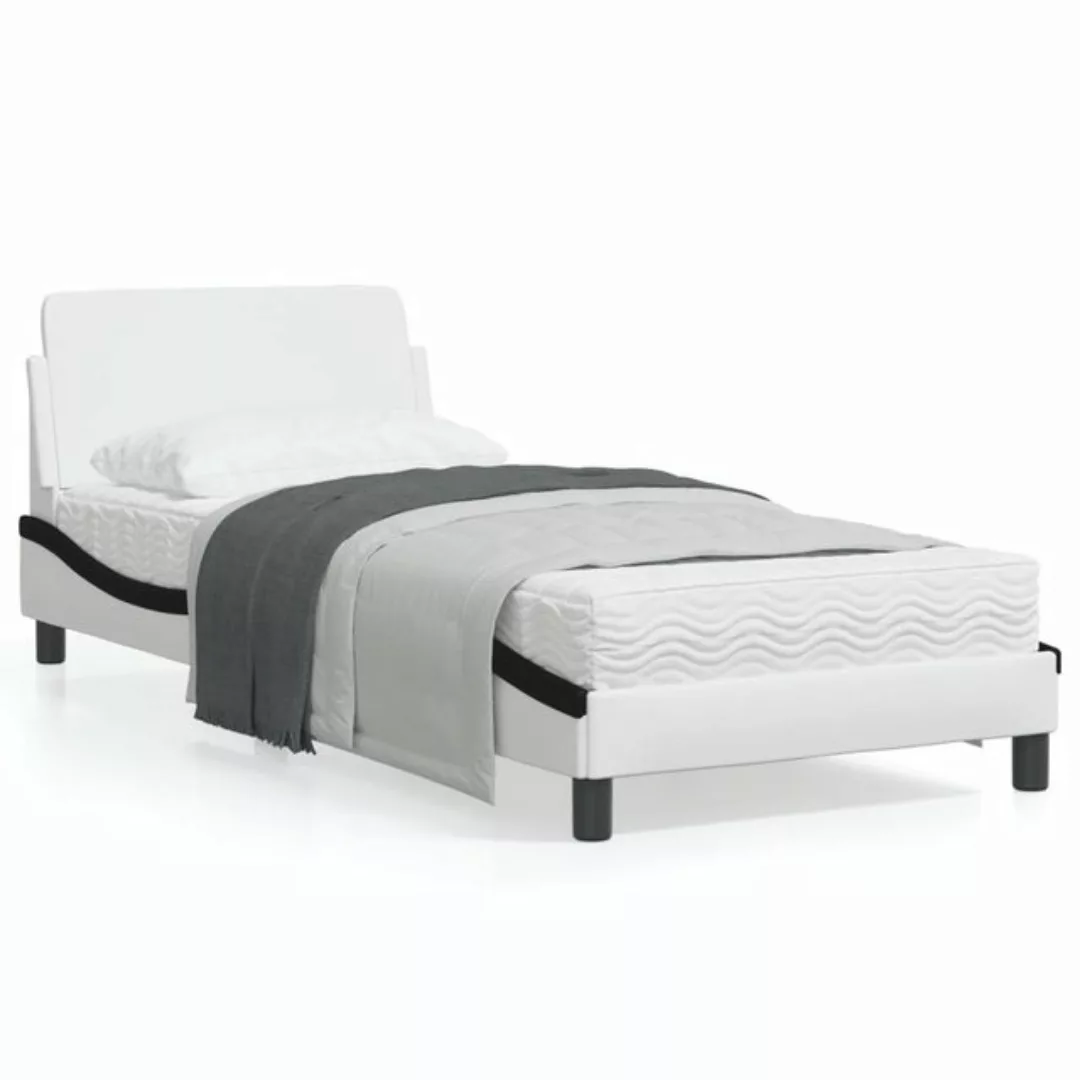 vidaXL Bett Bettgestell mit Kopfteil Weiß und Schwarz 80x200 cm Kunstleder günstig online kaufen