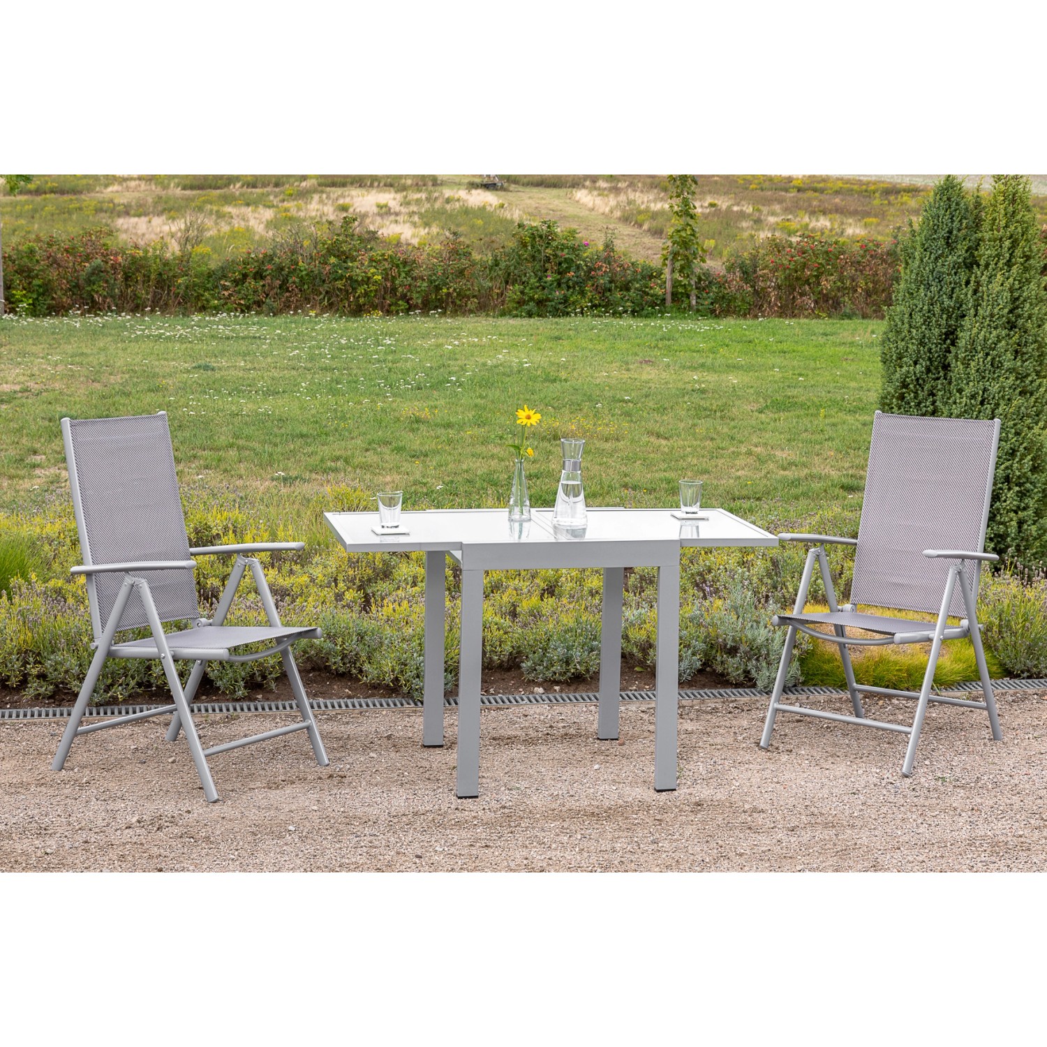Merxx Amalfi Set 3 -tlg. 2 Klappsessel Gartentisch 65 (130) x 65 cm Diamant günstig online kaufen